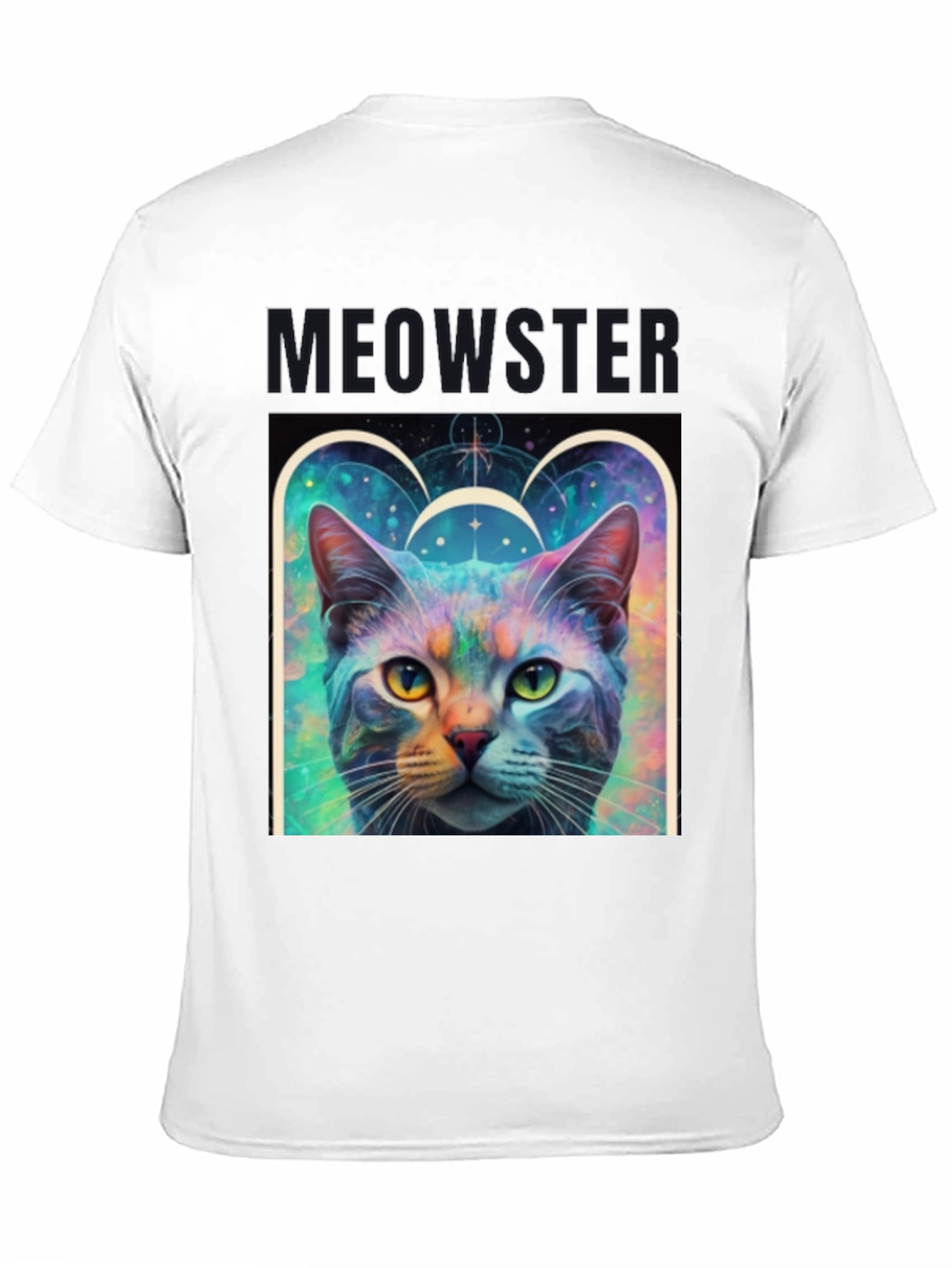 Black Meowster Cat Graphic Print Black T-Shirt view 11