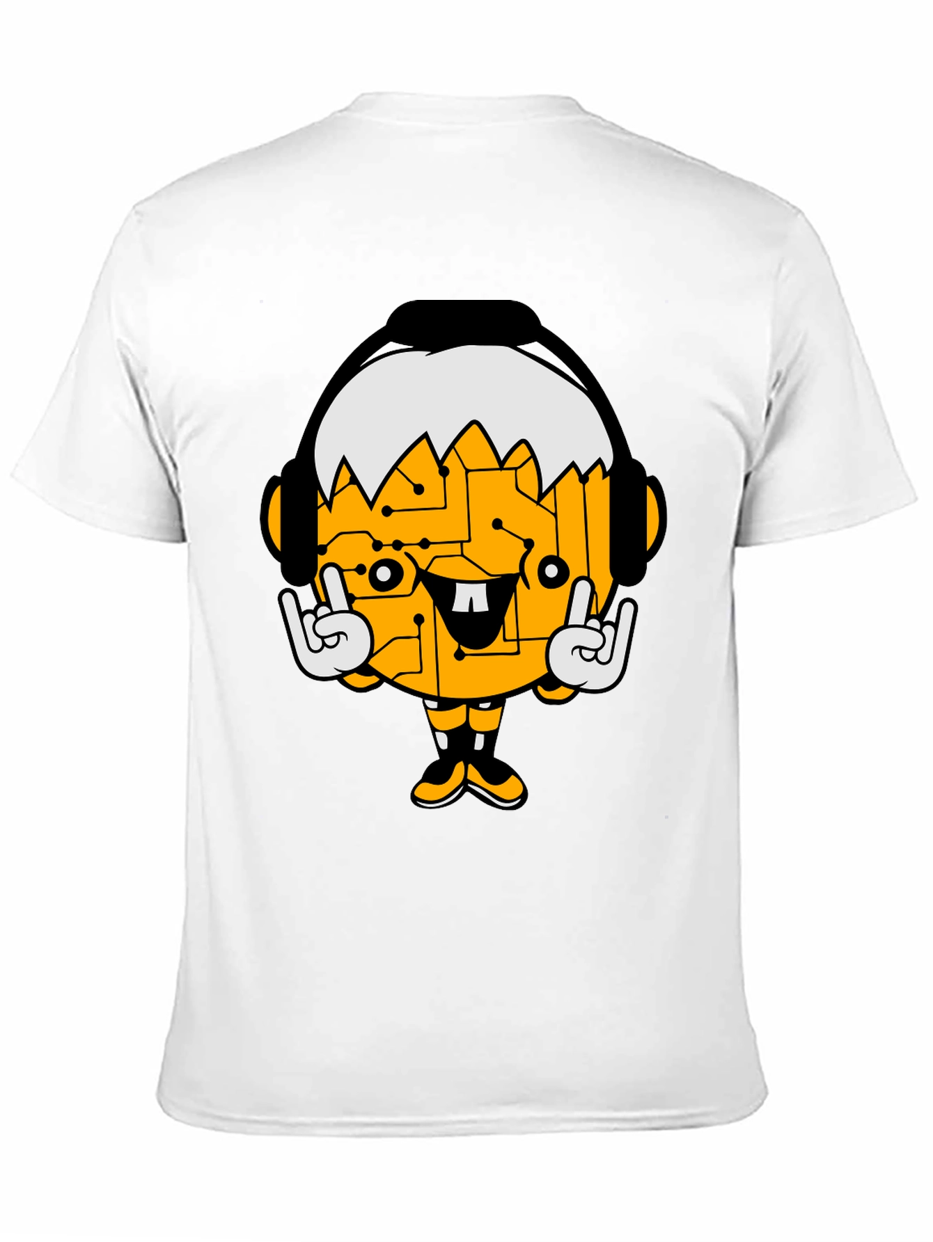 Black Tech Head Cartoon Graphic Black T-Shirt view 11