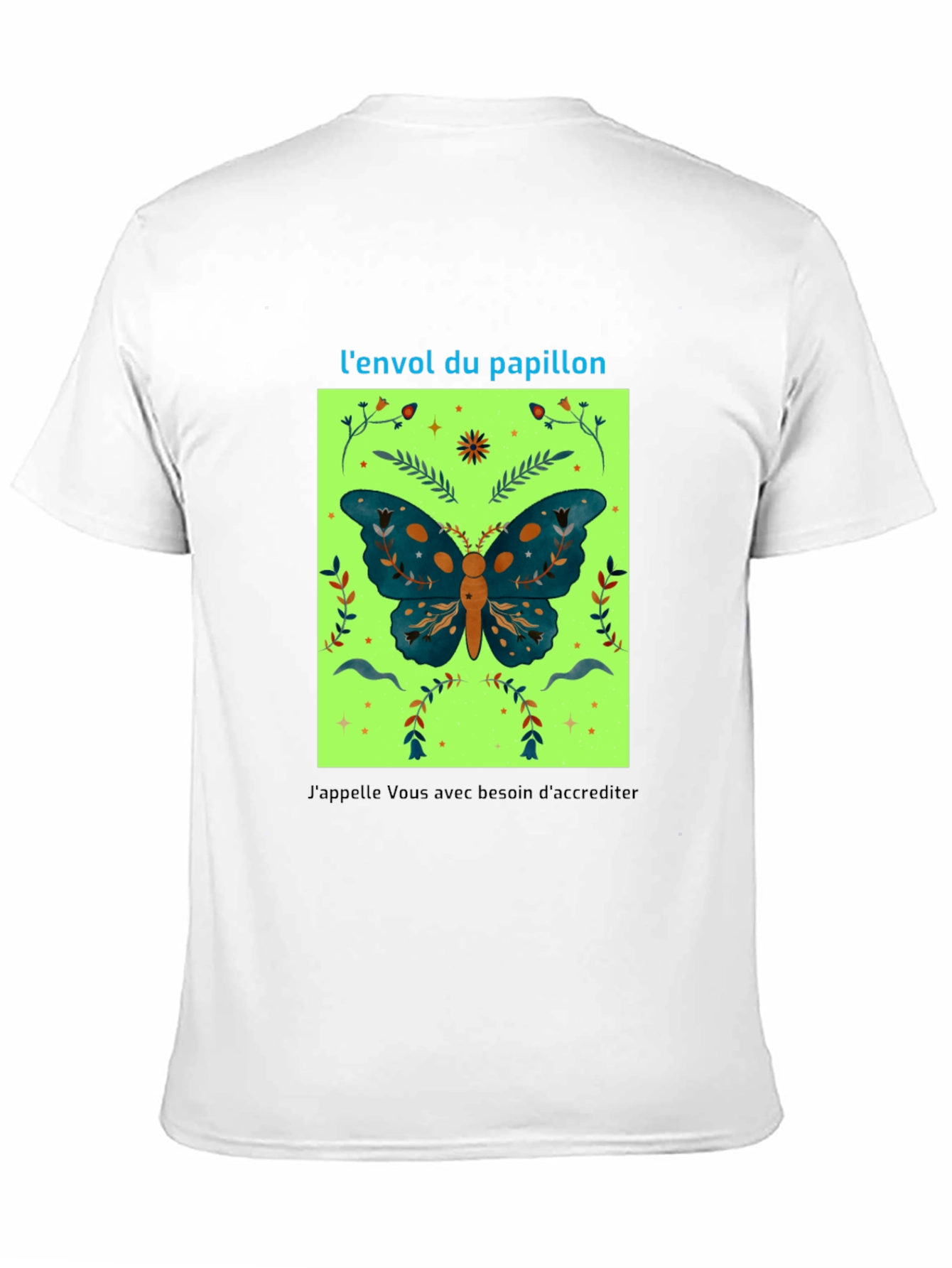 Black Butterfly Graphic Tee - French Slogan Design view 11