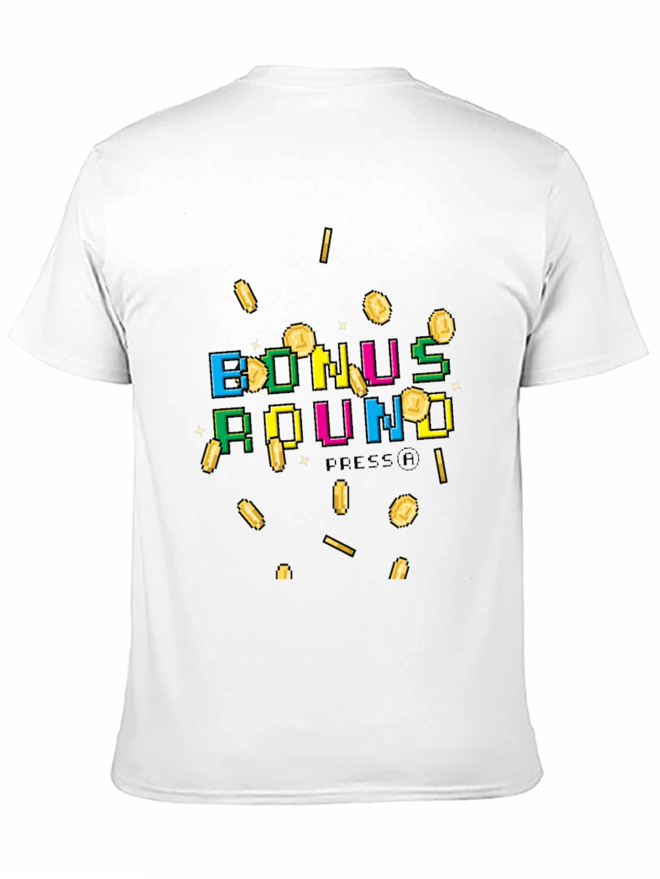 Black Bonus Round Pixel Art Graphic T-Shirt view 11