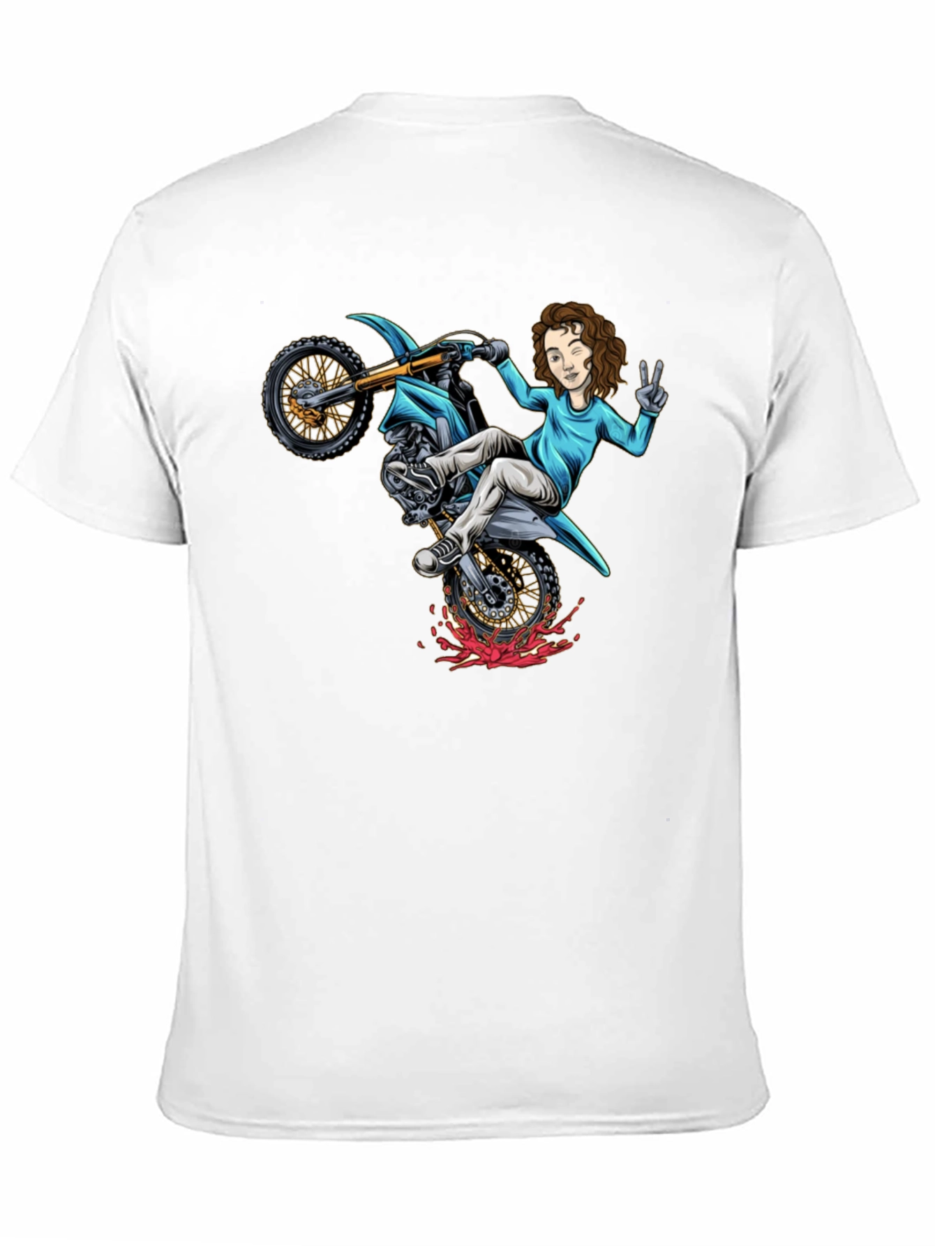 Black Motorcycle Girl Graphic Tee - Black Cotton Shirt view 11
