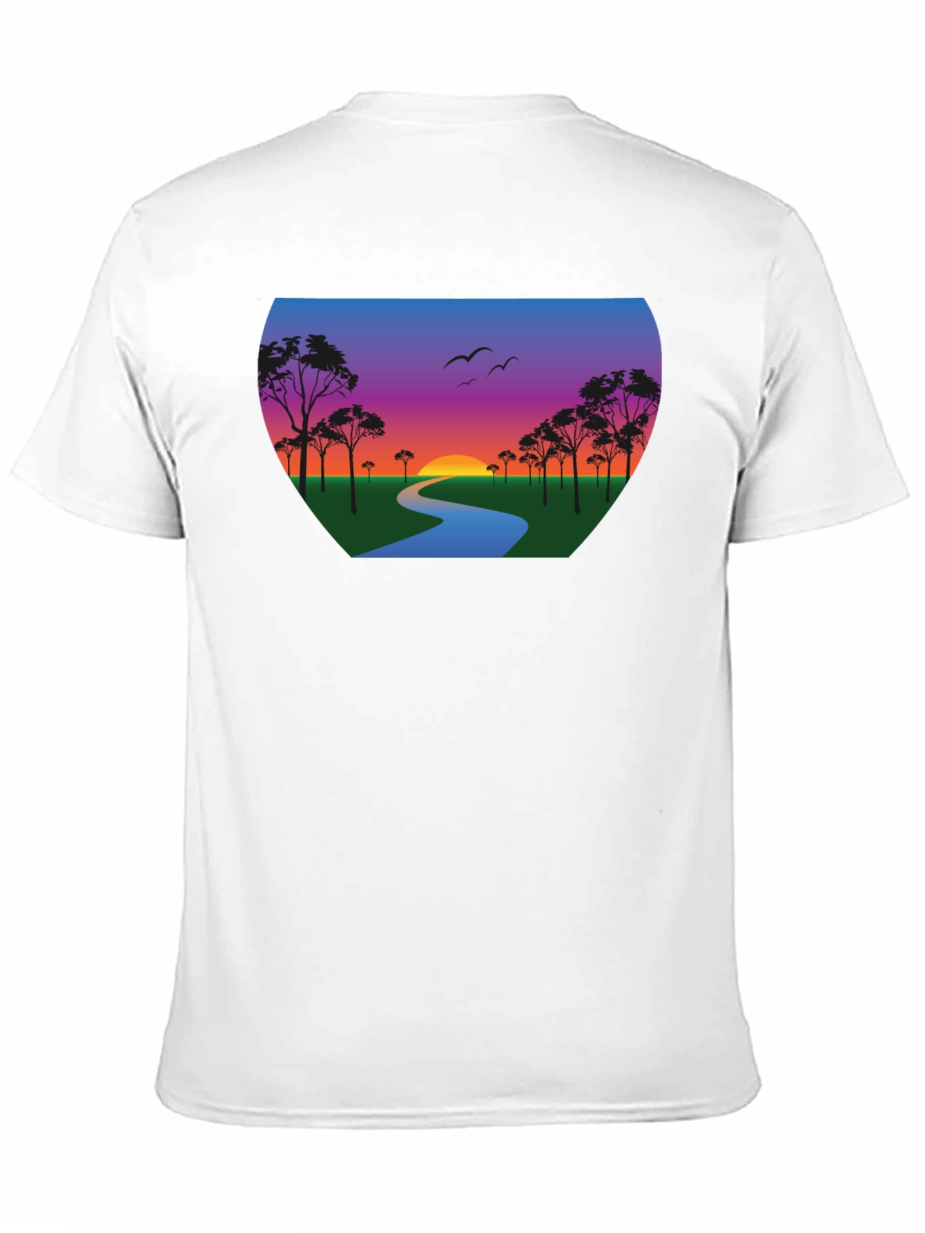 Black Sunset River Graphic Tee - Black Cotton Blend view 11