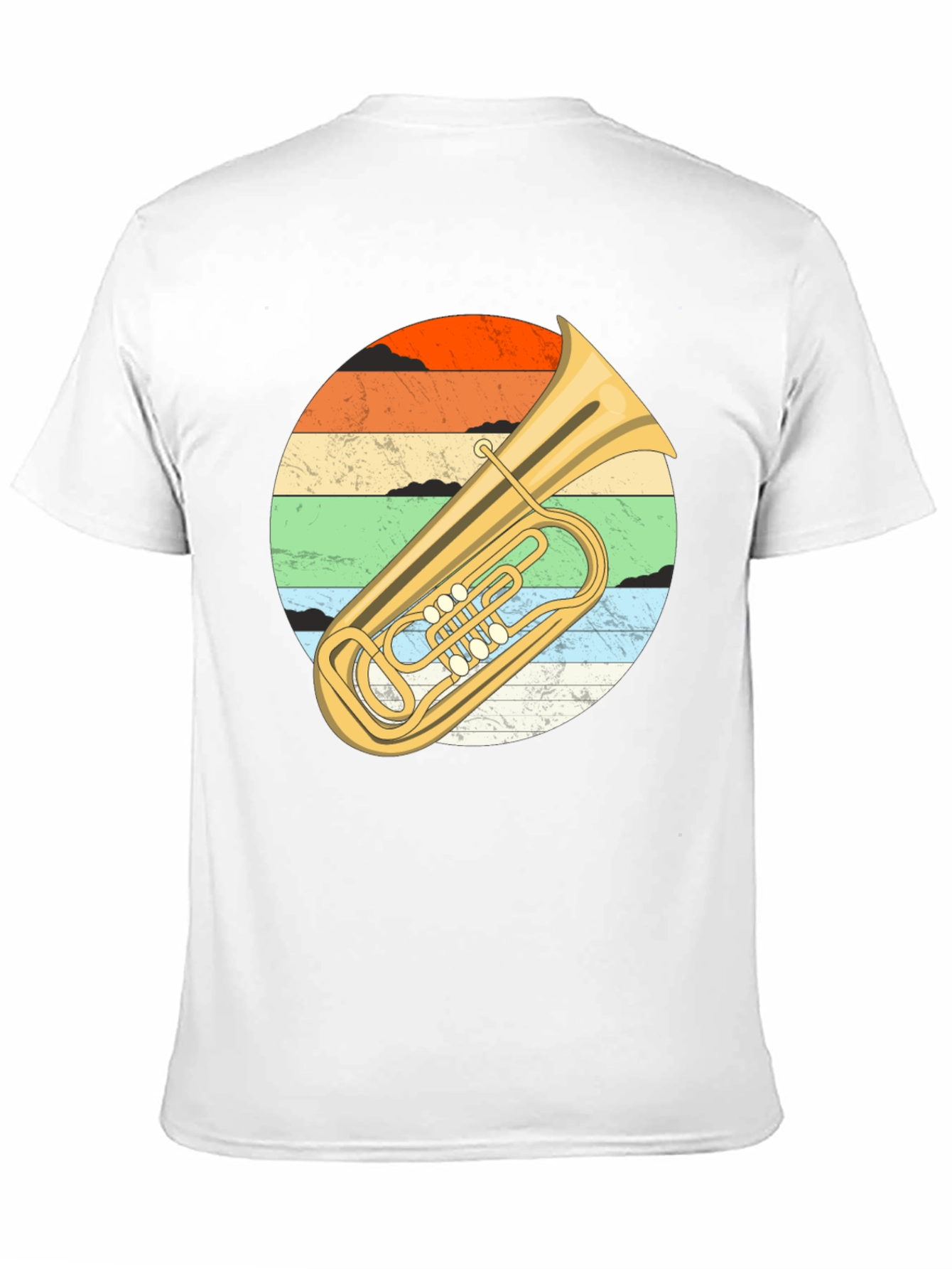 Black Vintage Tuba Sunset Graphic Tee - Musician's Black T-Shirt view 11