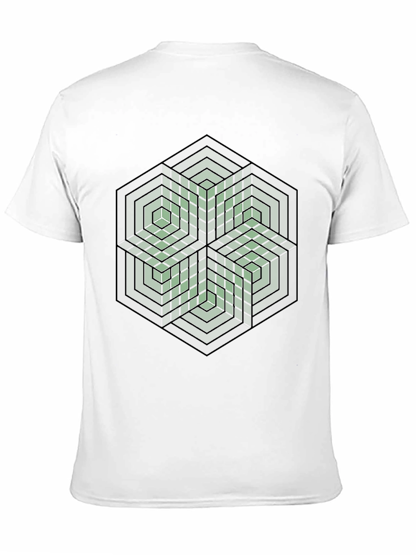 Black Geometric Hexagon Illusion Graphic Tee - Black view 11