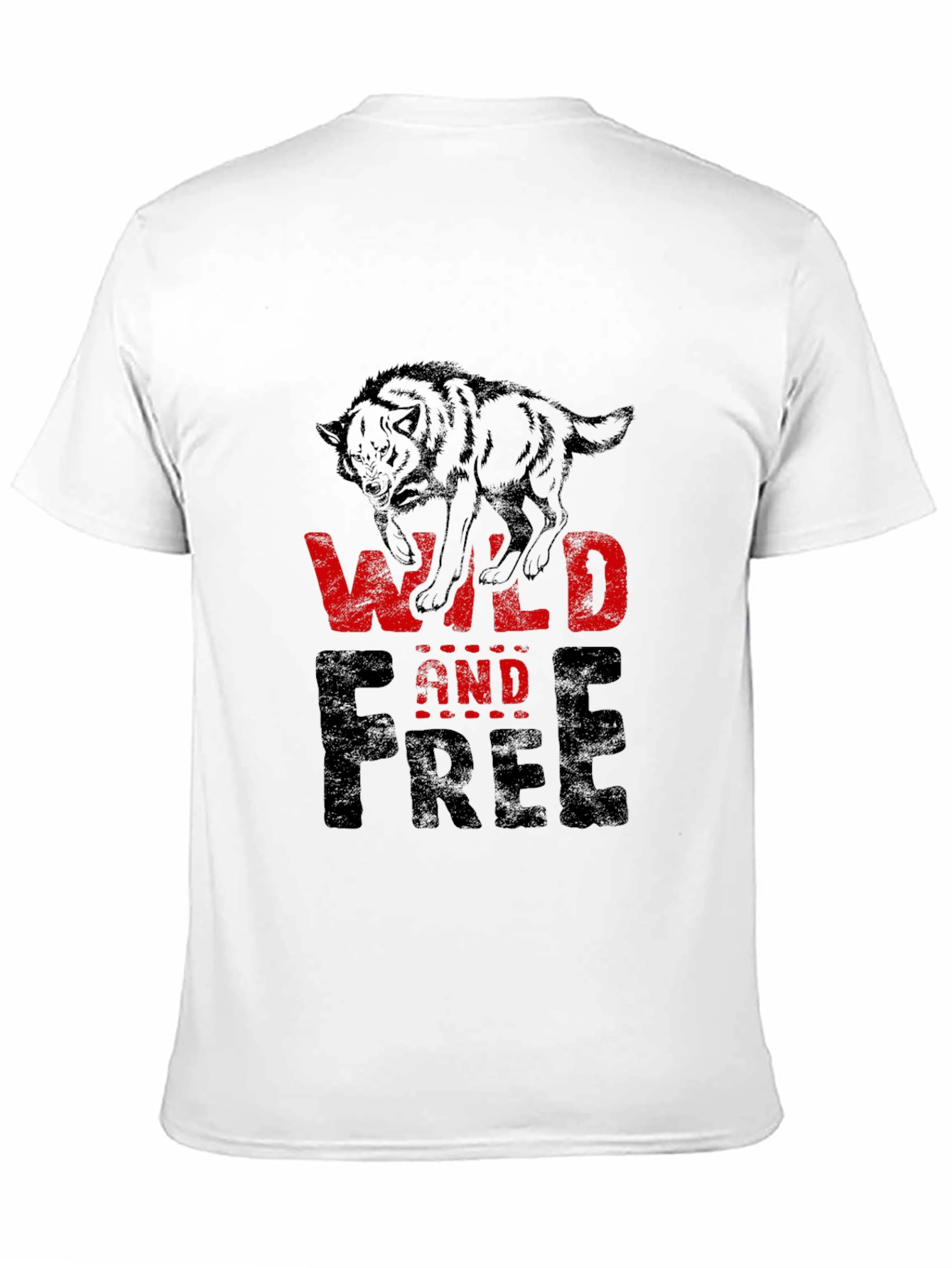 Black Wild and Free Wolf Graphic T-Shirt view 11