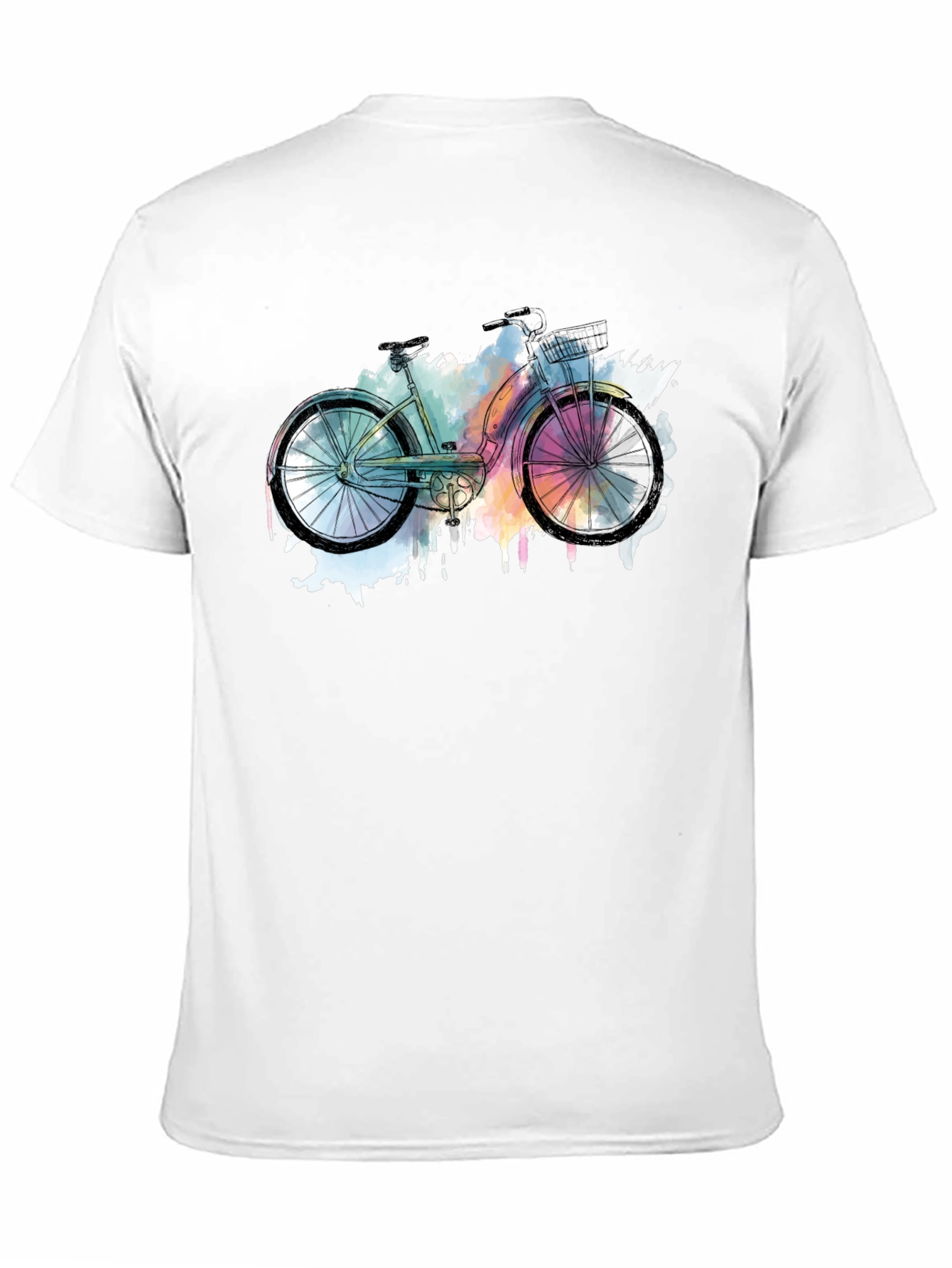 Black Watercolor Bicycle Graphic T-Shirt - Black view 11