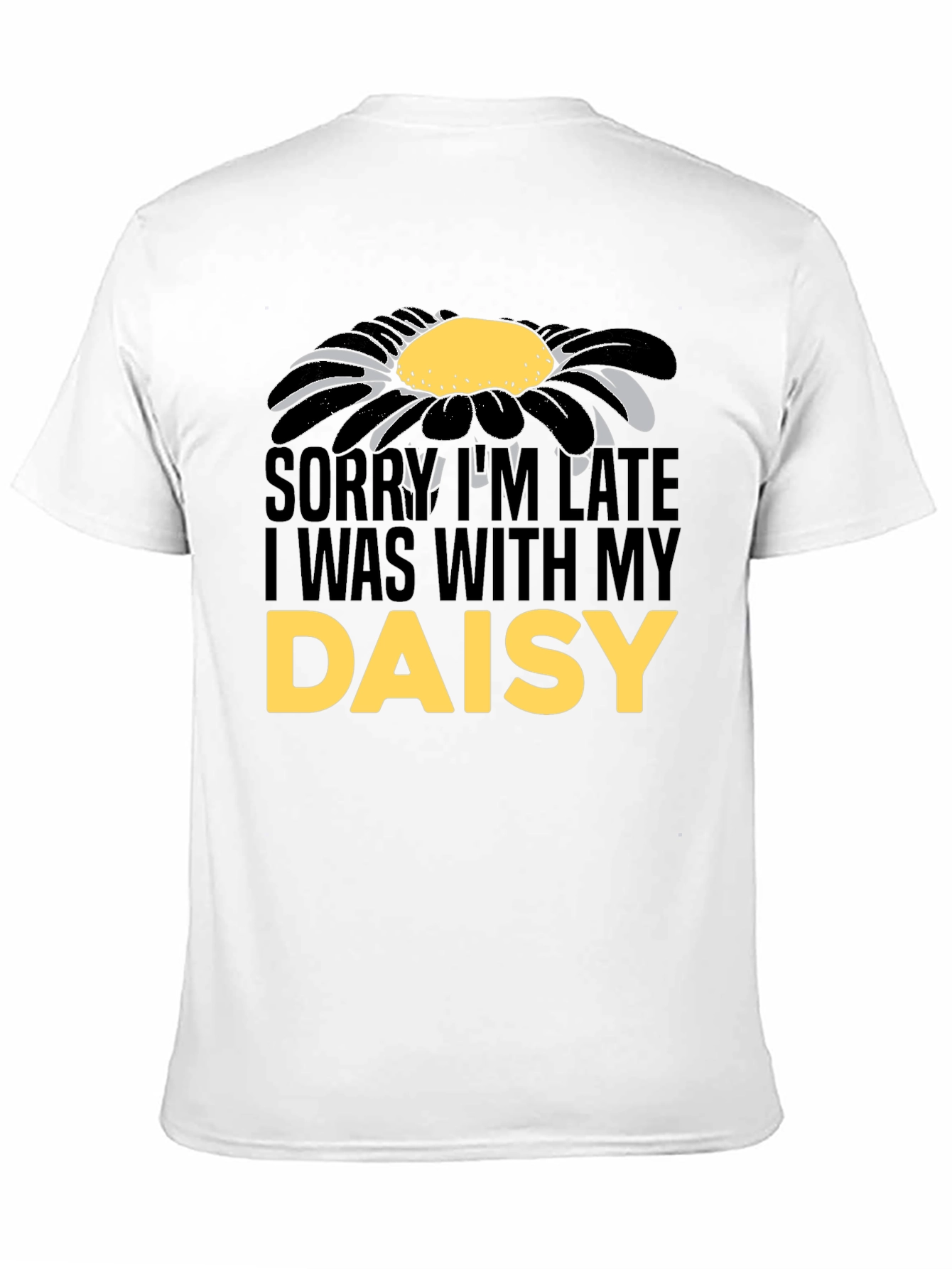 Black Daisy Graphic Men's T-Shirt - Sorry I'm Late view 11