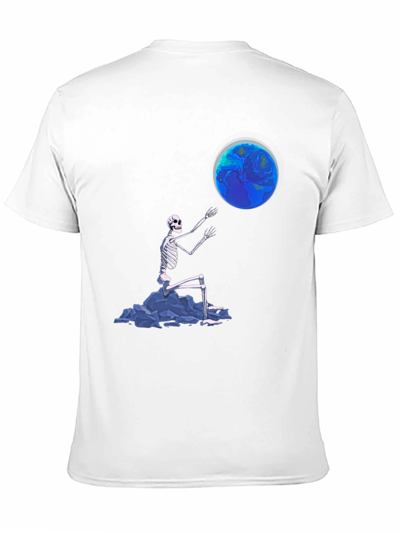 Black Skeleton Touching Earth Graphic Tee - Black view 11