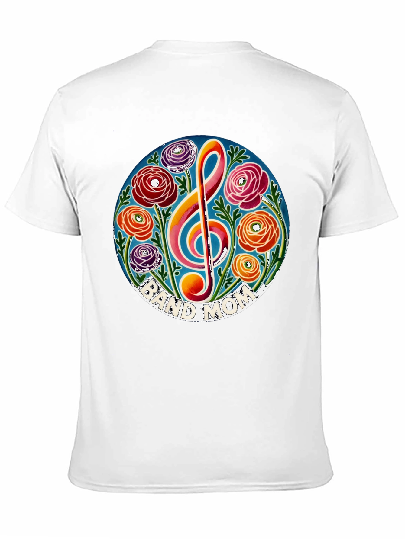 Black Band Mom Floral Treble Clef T-Shirt view 11
