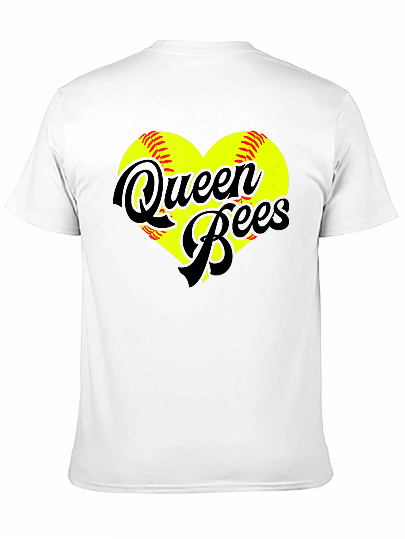 Black Queen Bees Softball Heart T-Shirt view 11