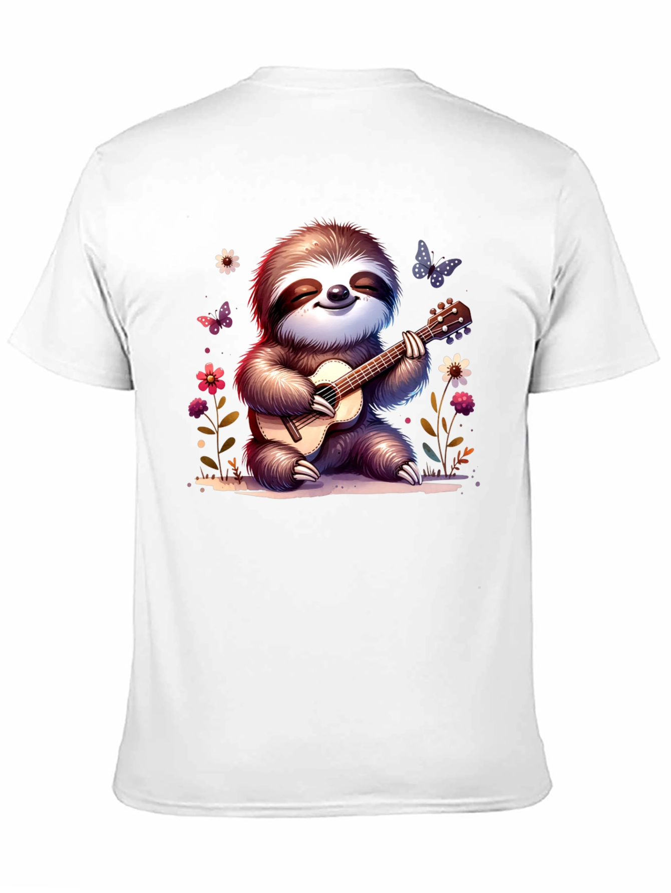Black Cute Sloth Guitarist Graphic T-Shirt view 11