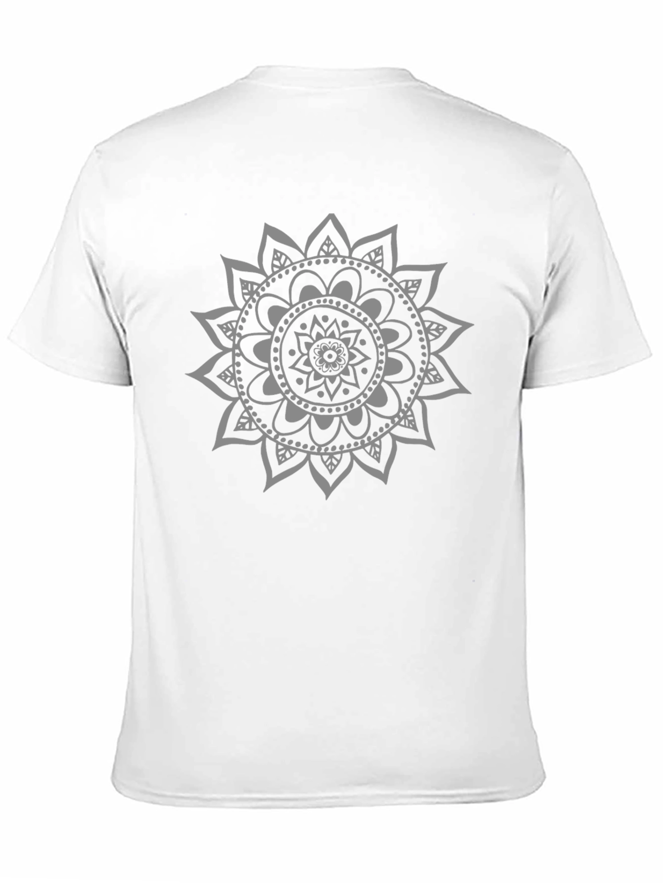 Black Men's Black T-Shirt with Grey Mandala Design view 11