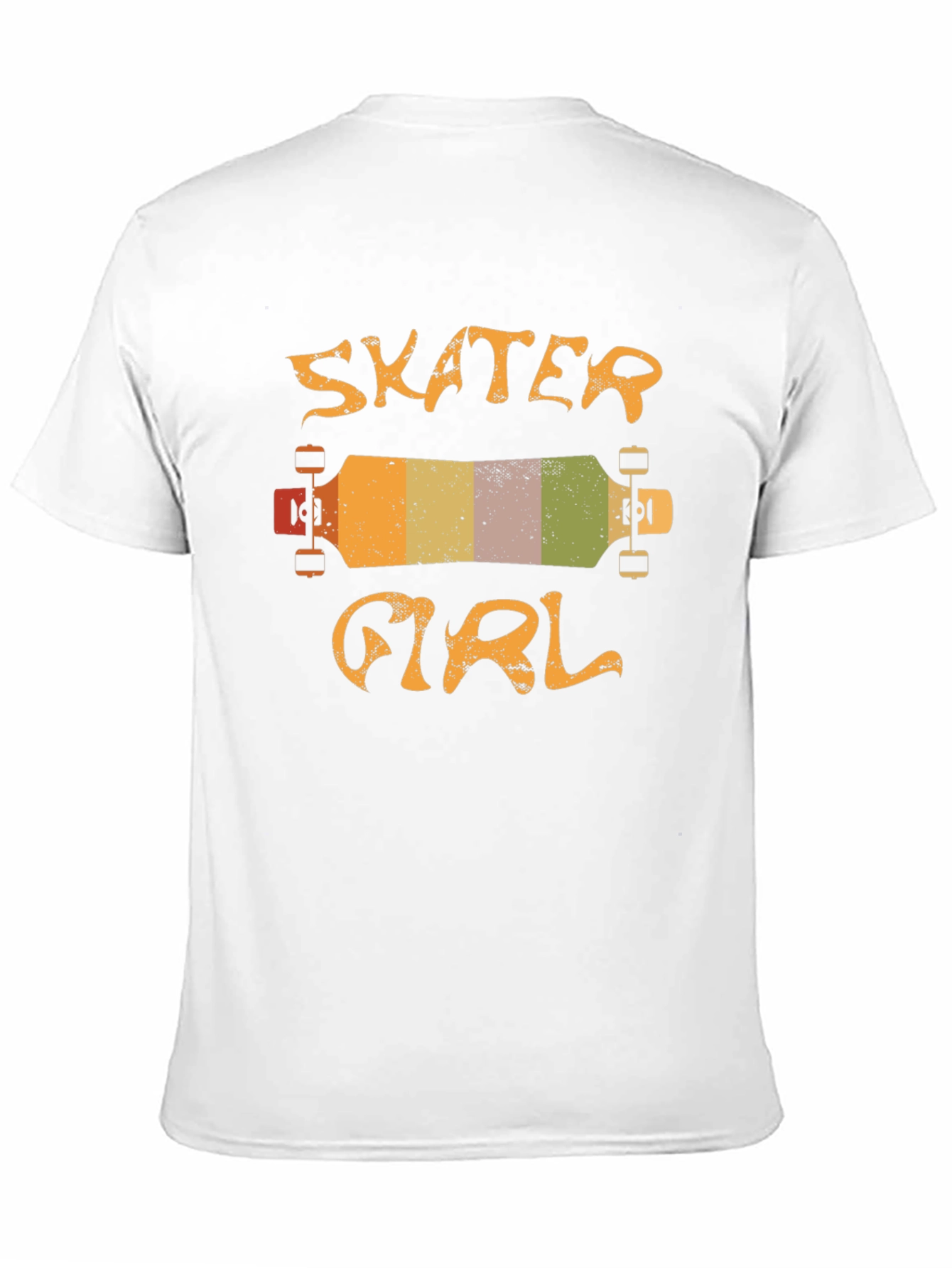 Black Skater Girl T-Shirt - Retro Skateboard Design view 11