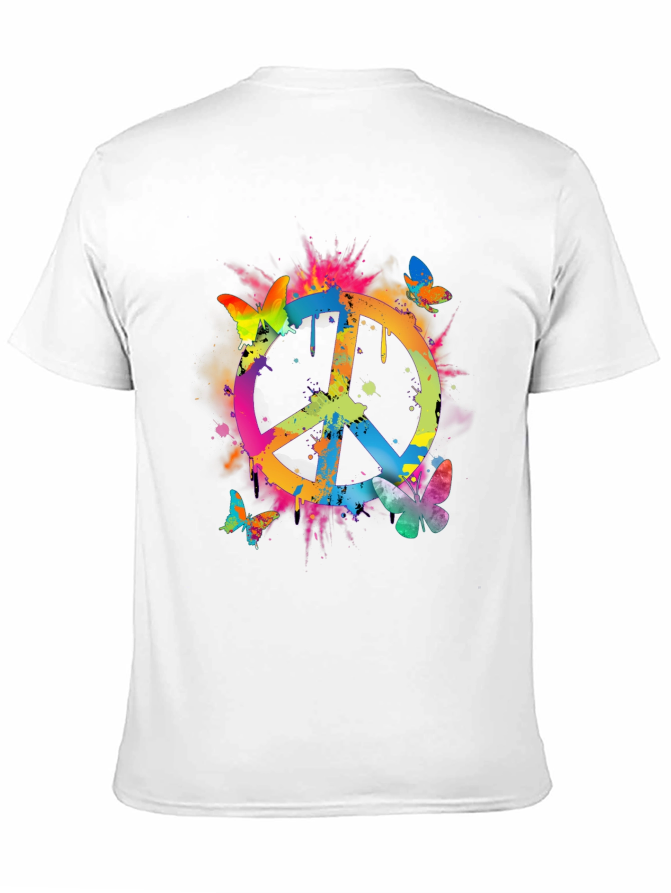 Black Peace Sign Butterfly Graphic Tee - Black view 11