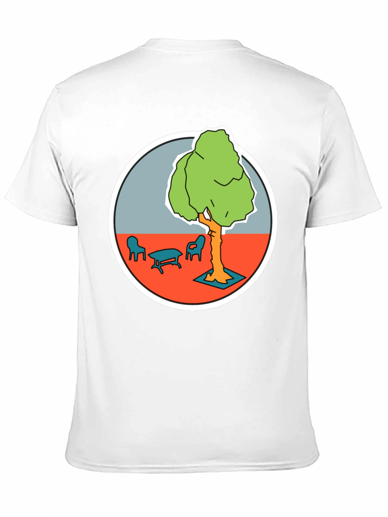 Black Black T-Shirt with Cartoon Tree Print view 11