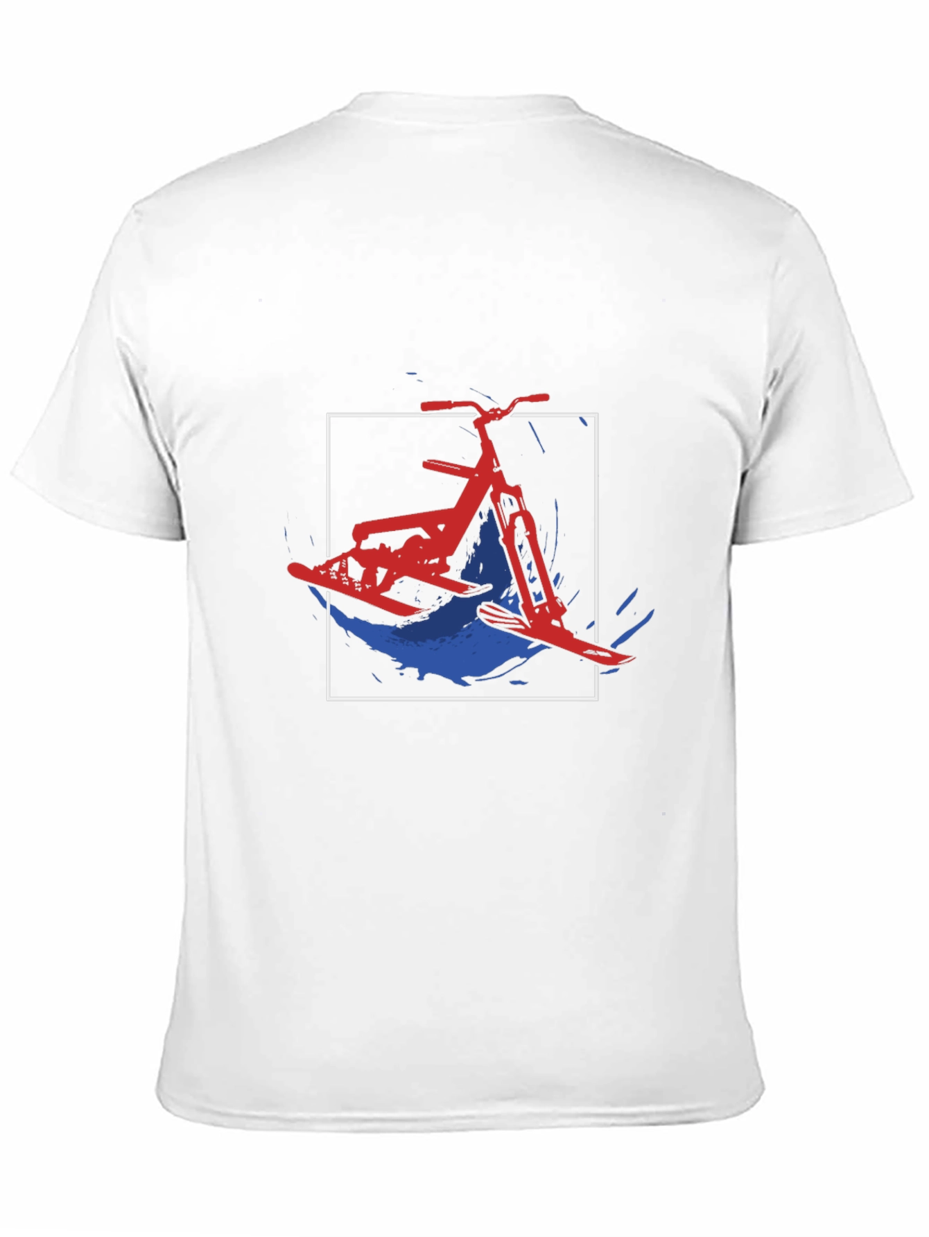 Black Snow Bike T-Shirt: Red, White and Blue Design view 11