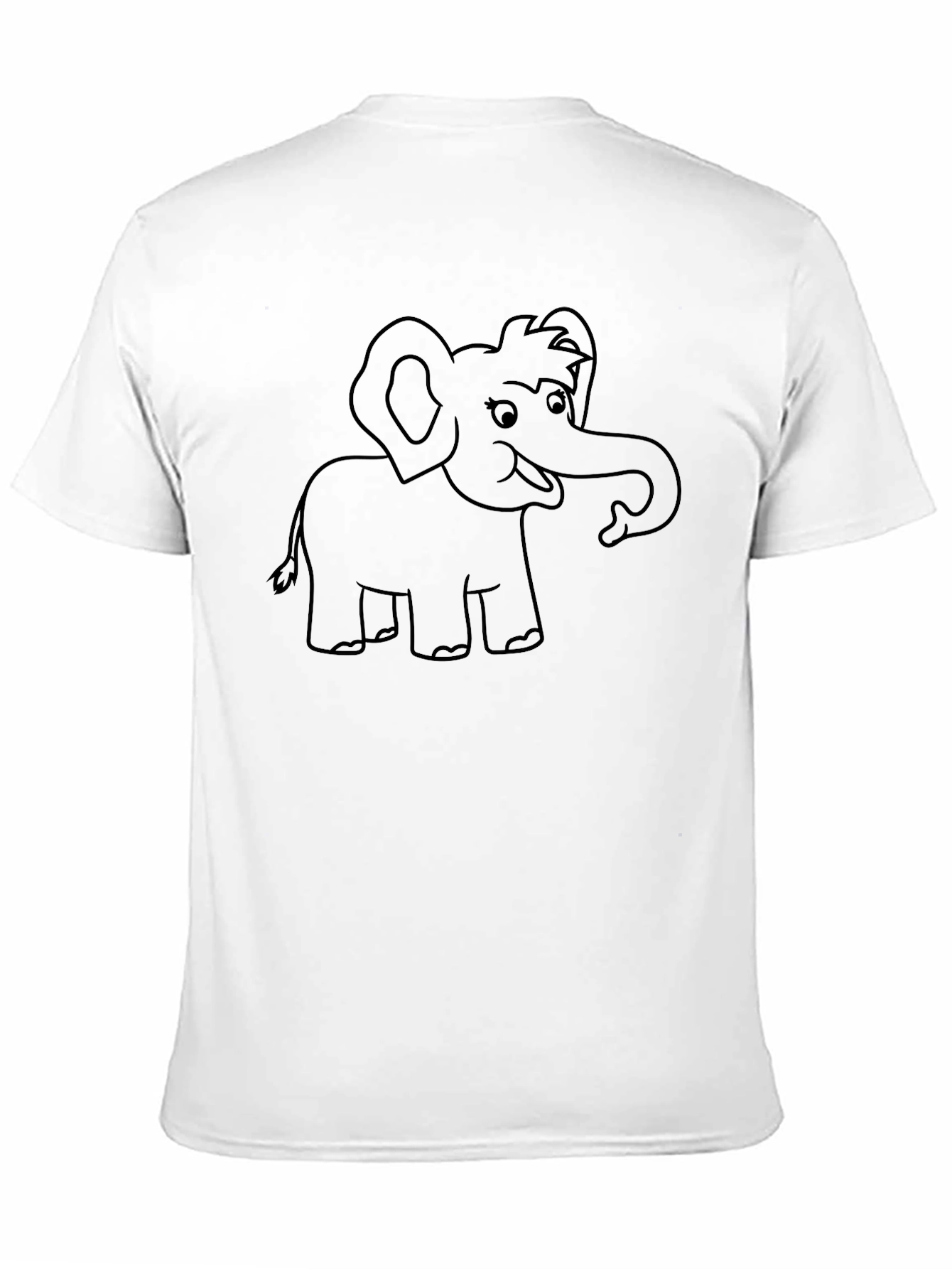 Black Cartoon Elephant Graphic Tee - Black Cotton T-Shirt view 11