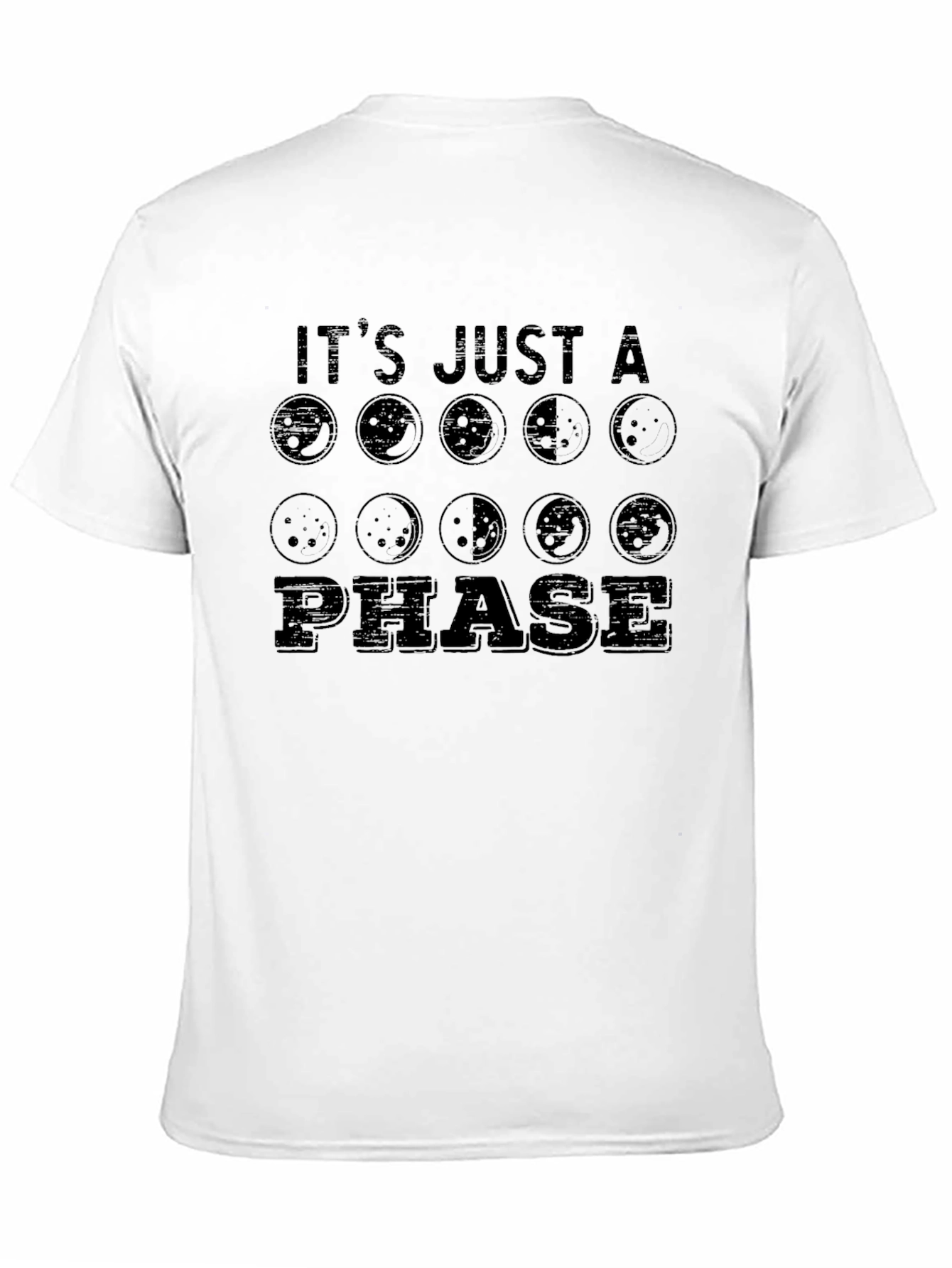 Black It's Just a Phase Moon T-Shirt view 11
