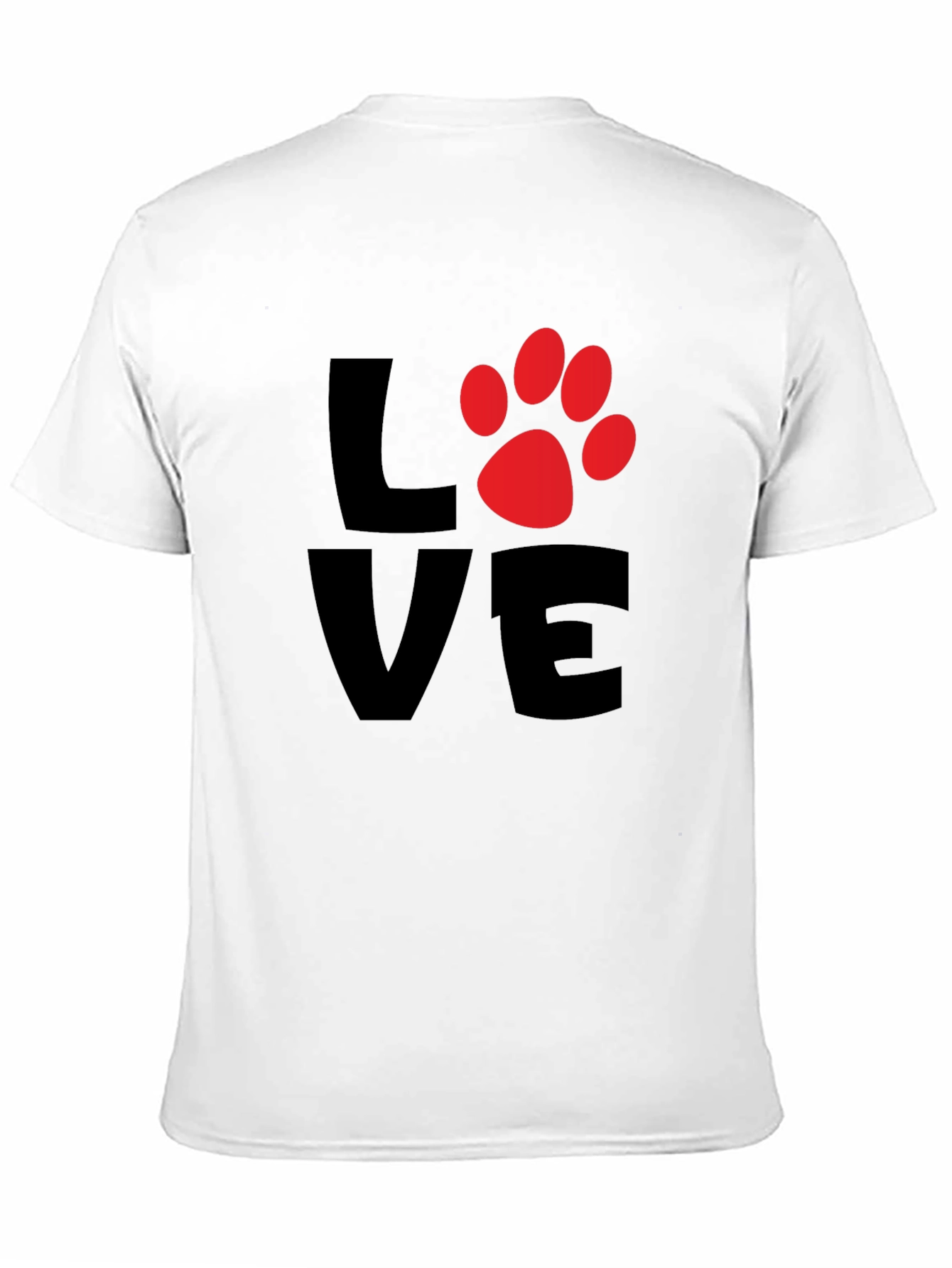 Black Love Paw Print Men's Black T-Shirt view 11