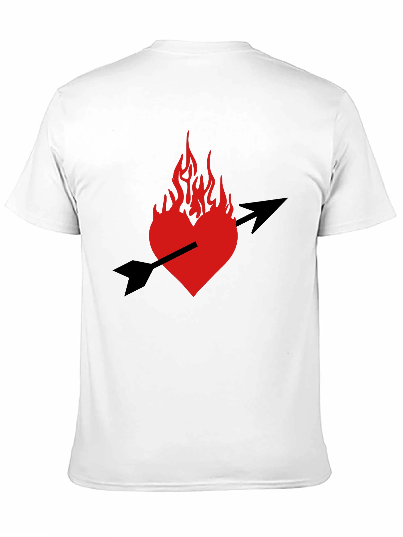 Black Burning Heart Arrow Graphic Black T-Shirt view 11