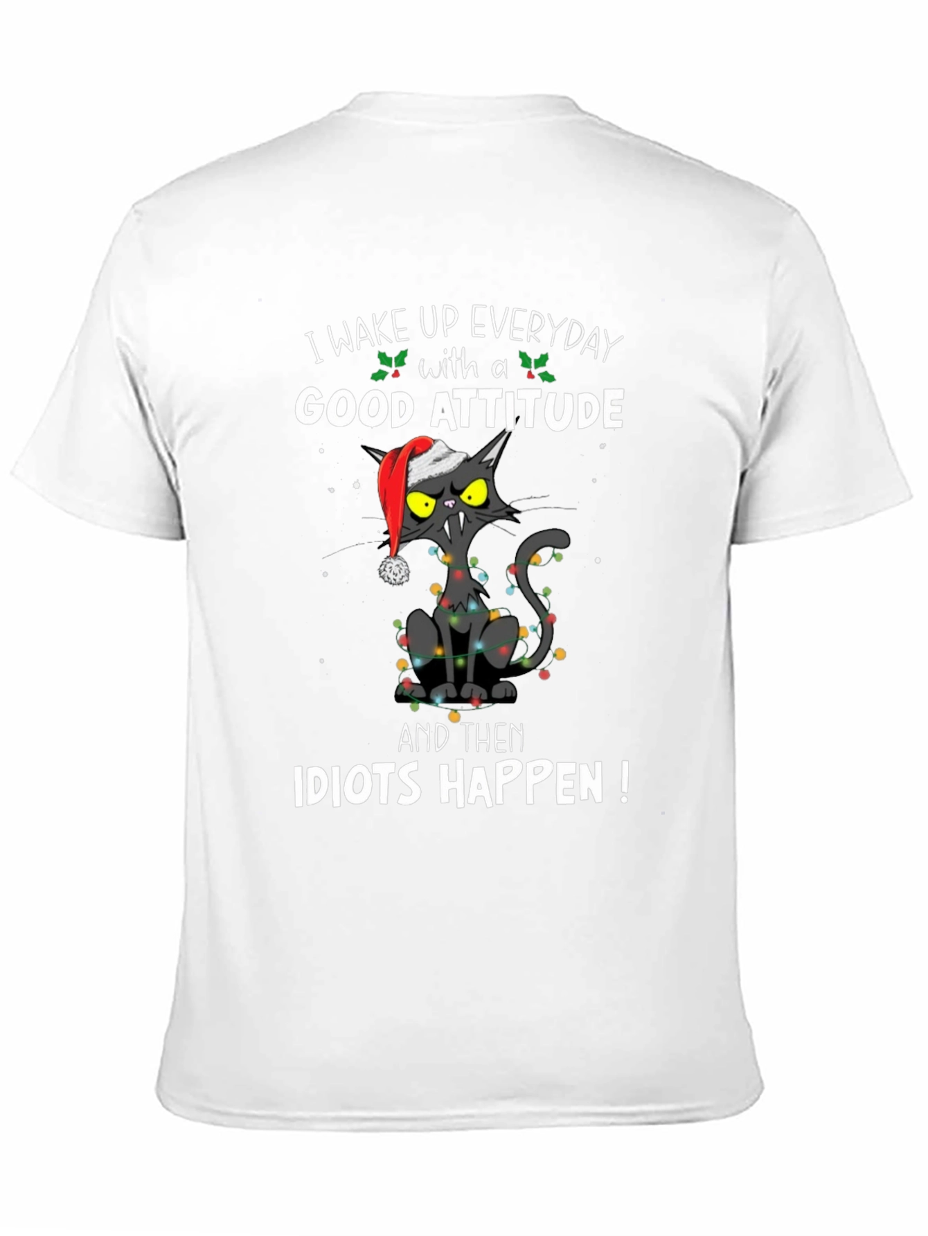 Black Funny Cat Christmas T-Shirt view 11