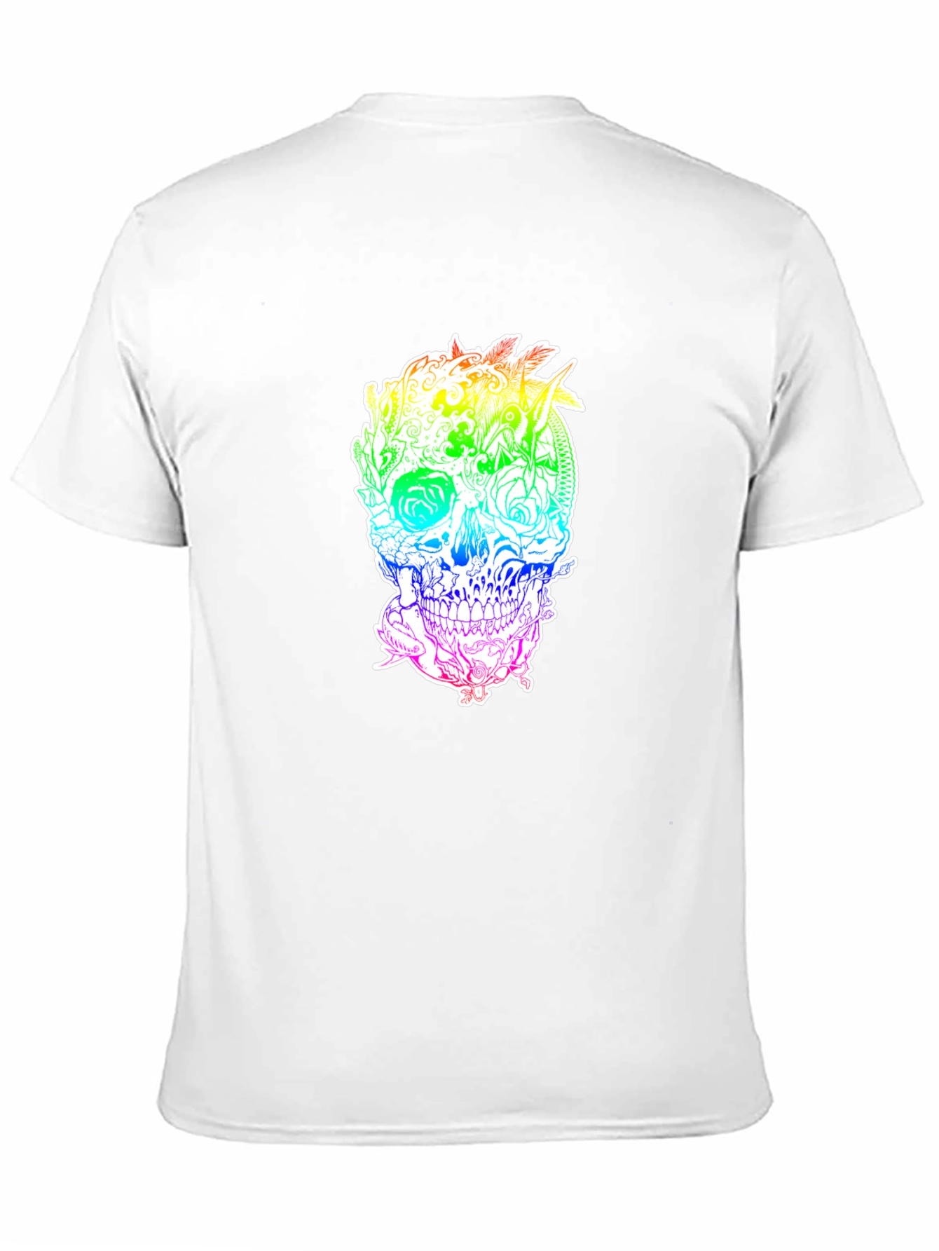 Black Rainbow Floral Skull Graphic Tee view 11