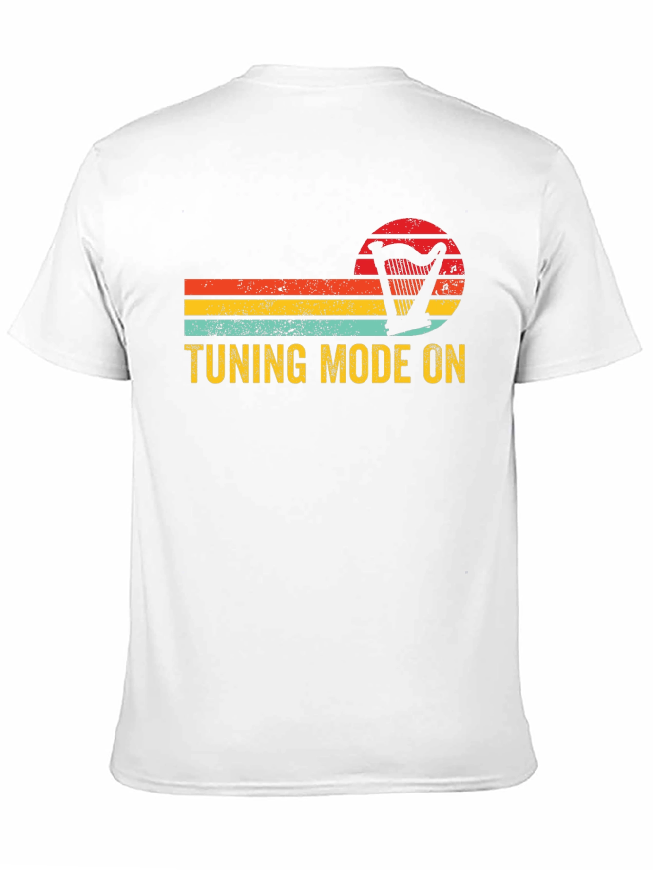 Black Tuning Mode On Harp Retro T-Shirt - Musician Gift view 11