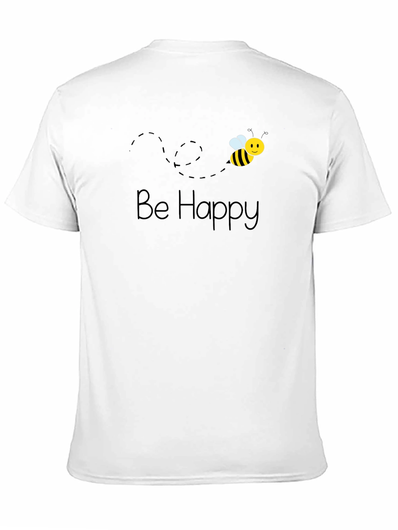 Black Be Happy Bee Graphic Black T-Shirt view 11