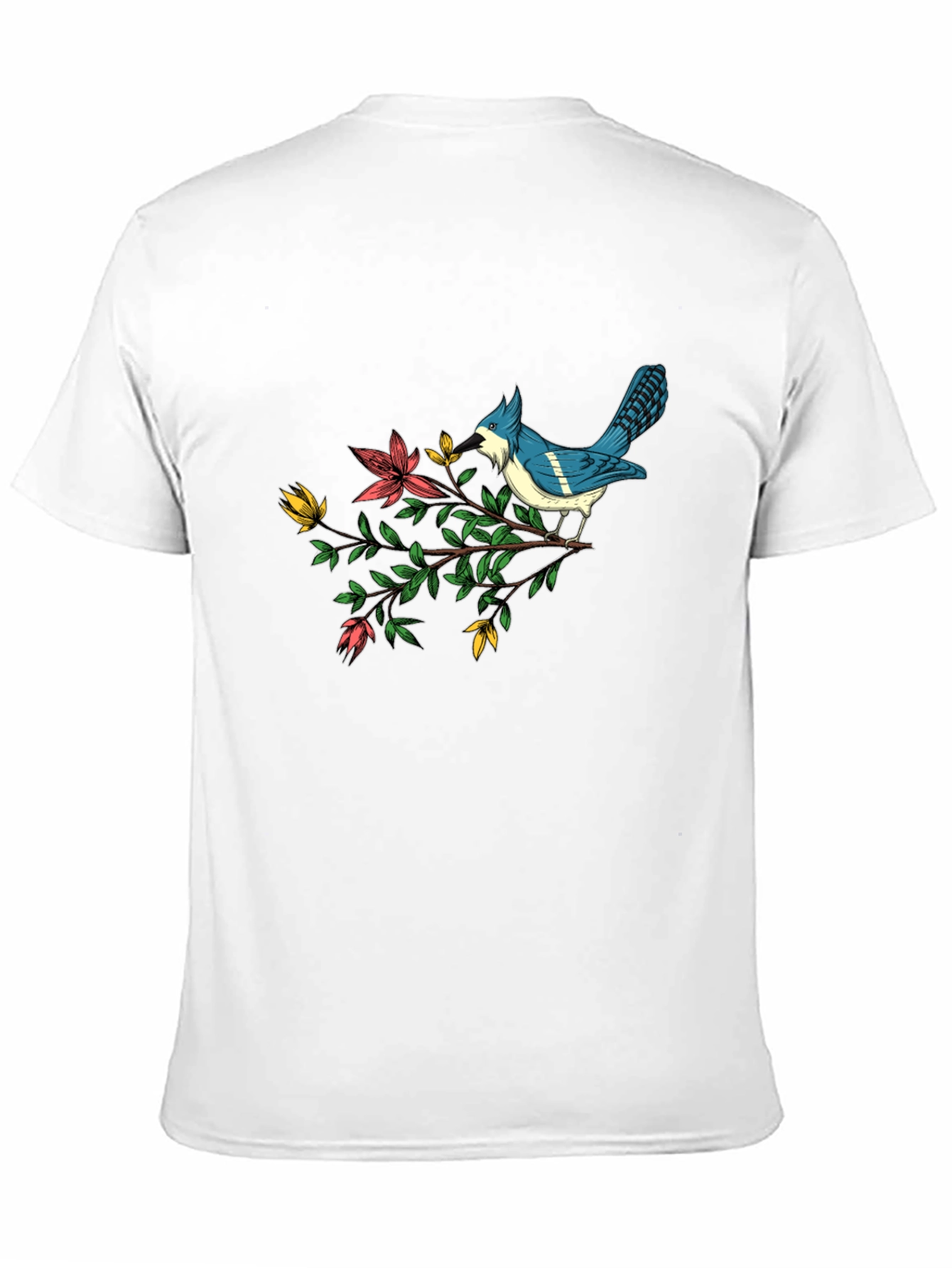 Black Blue Jay on Branch Graphic Tee - Soft Cotton Blend view 11
