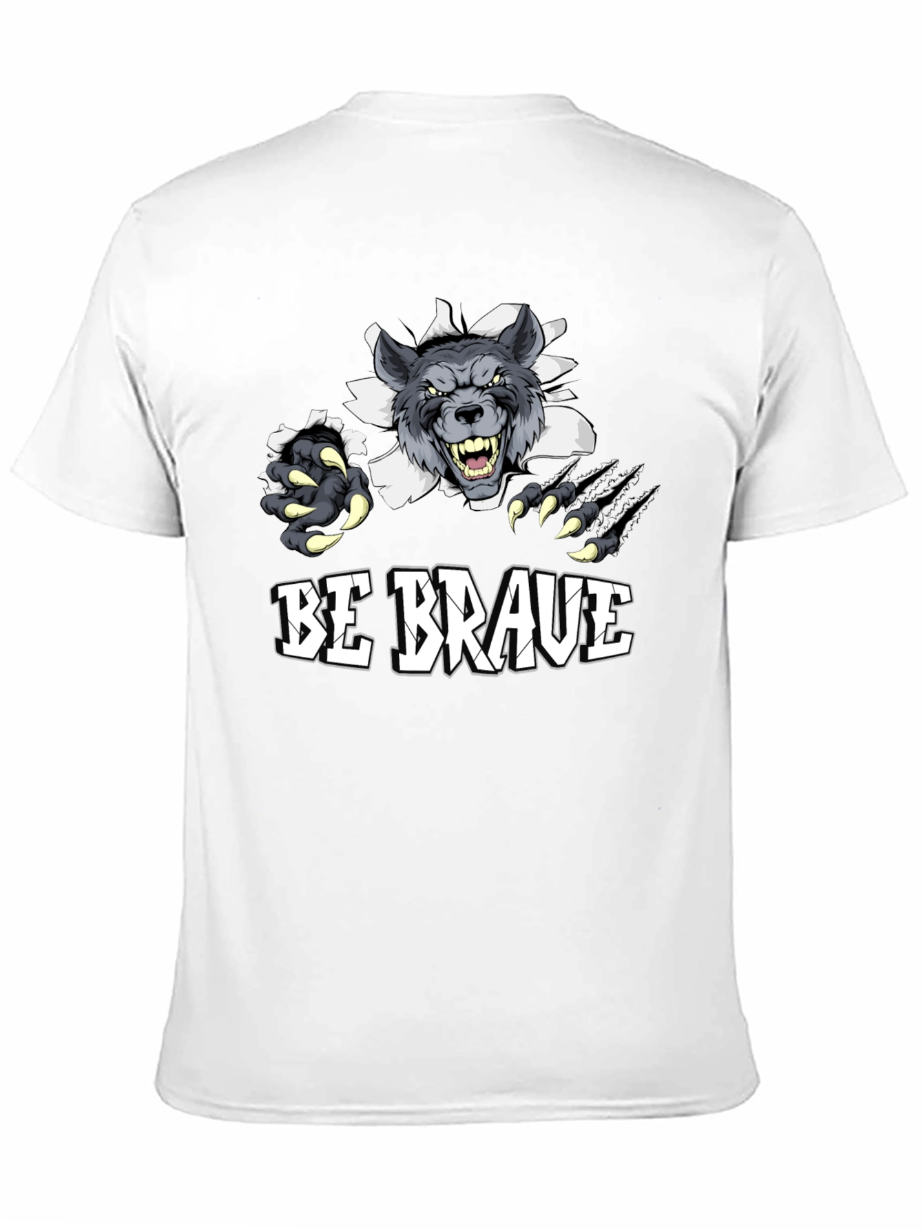 Black Be Brave Wolf Graphic Print T-Shirt view 11