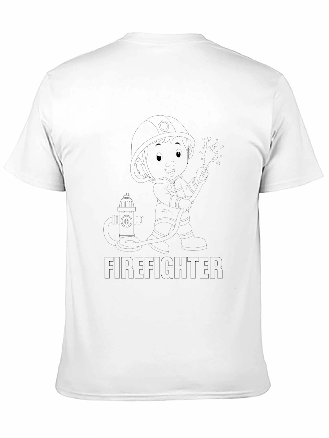 Black Firefighter Cartoon Black T-Shirt view 11