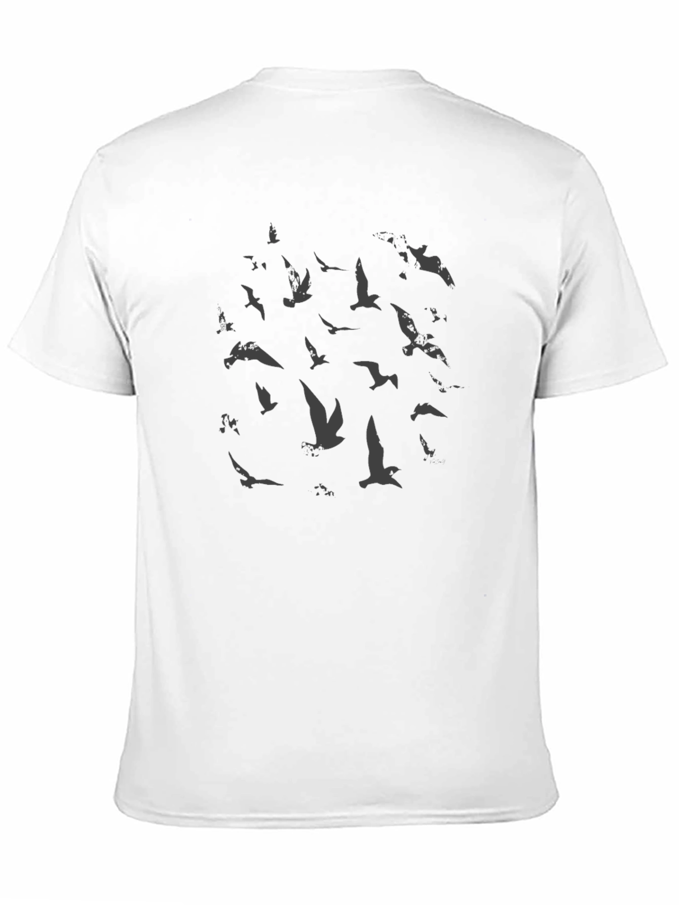 Black Flock of Birds Graphic Print Black T-Shirt view 11