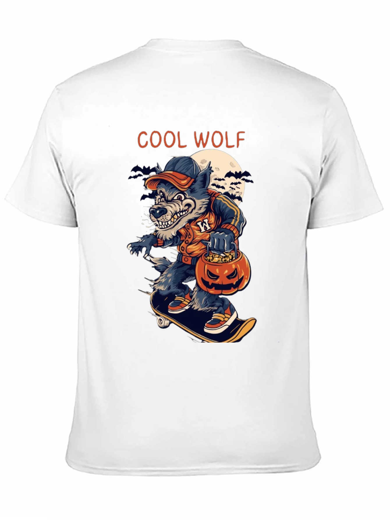 Black Cool Wolf Halloween Skateboard T-Shirt view 11