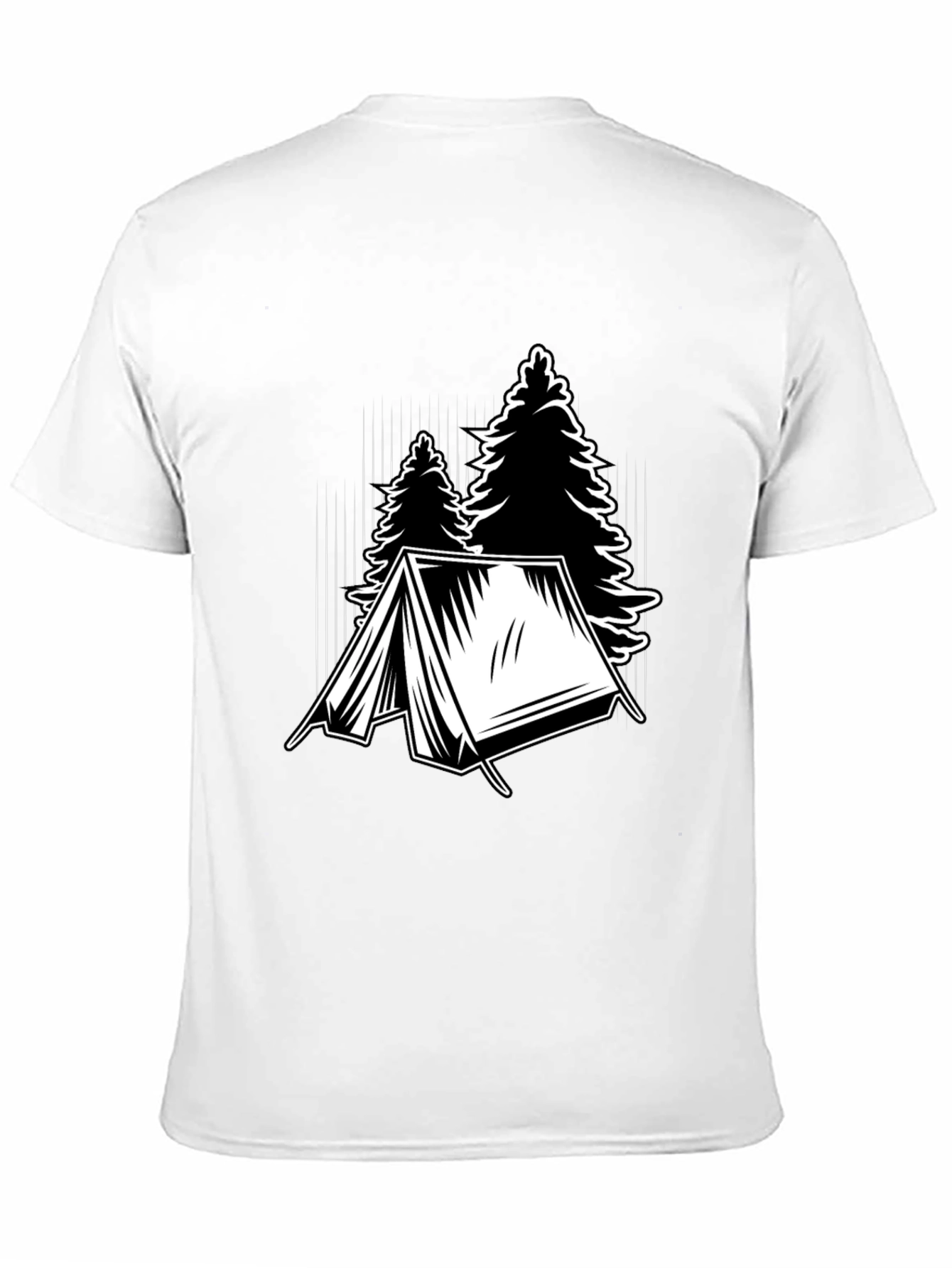 Black Camping Tent and Trees Graphic Tee - Black view 11