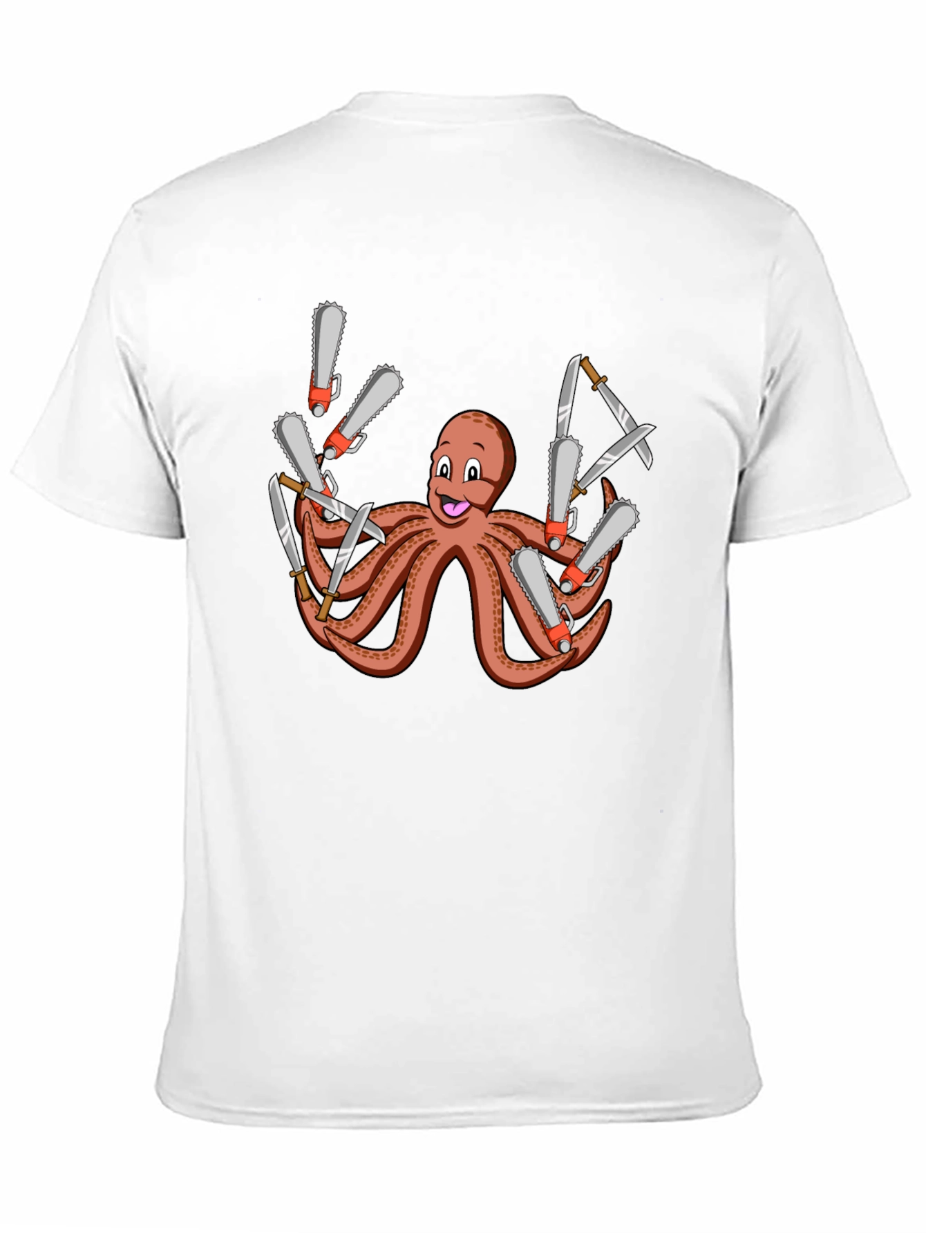 Black Octopus Chainsaw & Knife T-Shirt - Men's Black Tee view 11