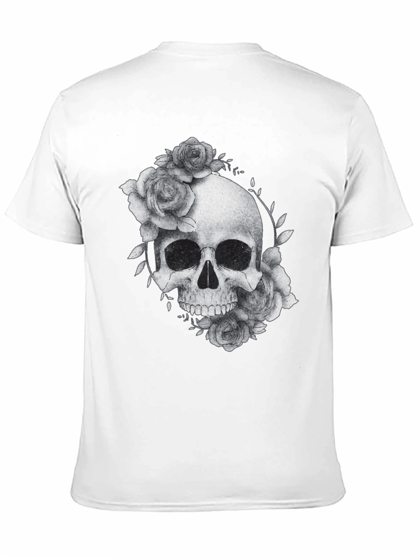 Black Skull & Roses Graphic Tee - Black Casual T-Shirt view 11