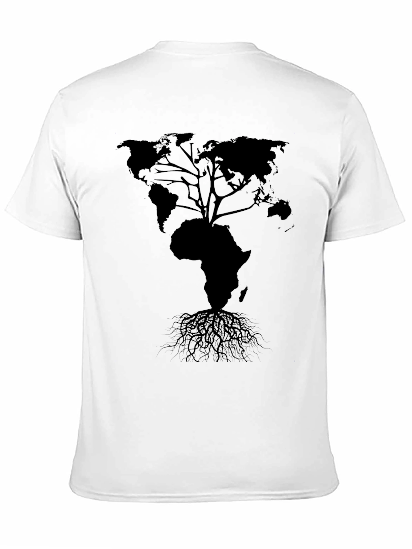 Black World Map Tree T-Shirt - Black view 11