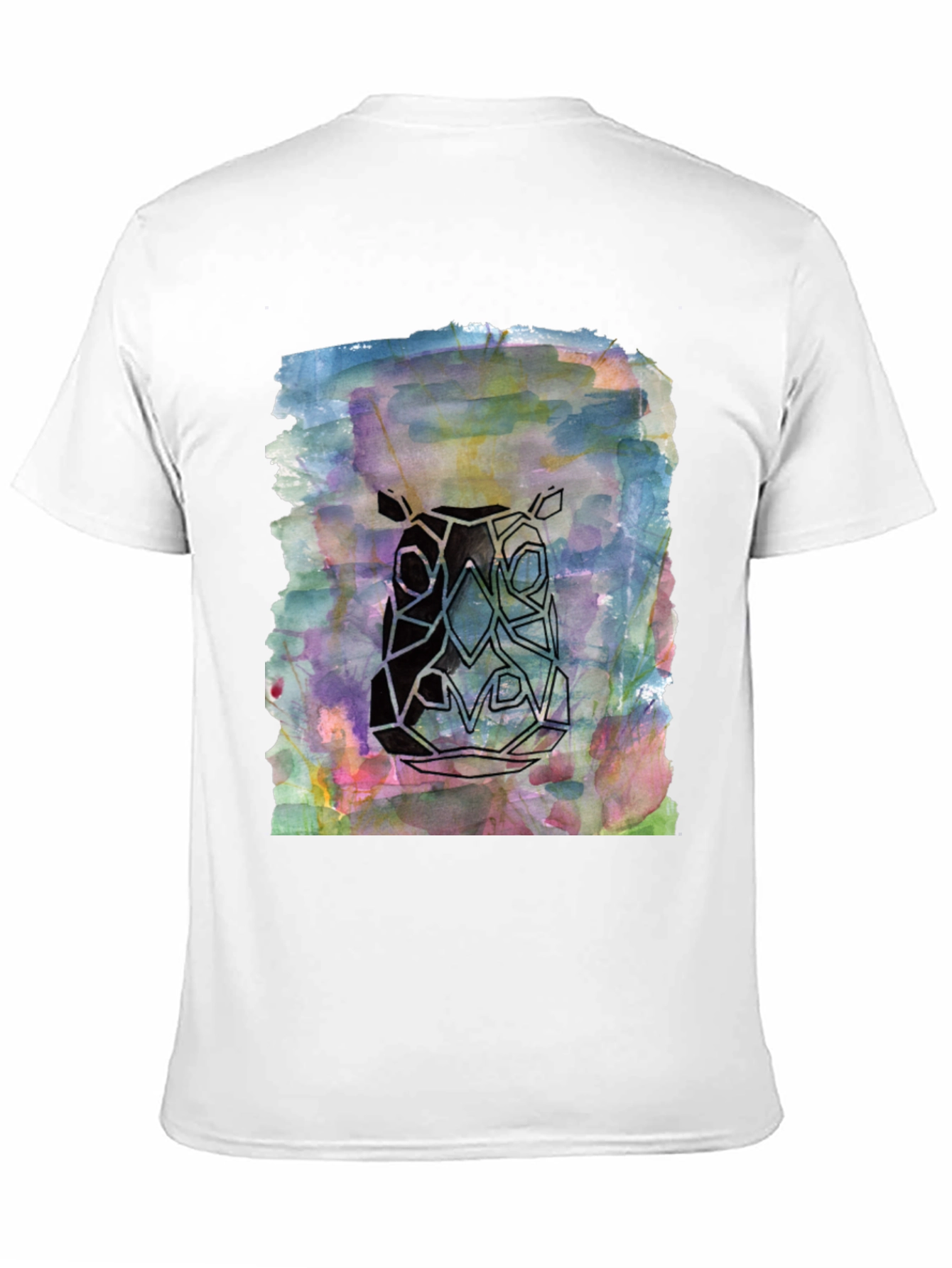 Black Abstract Rhino Graphic Tee - Men's Black T-Shirt view 11