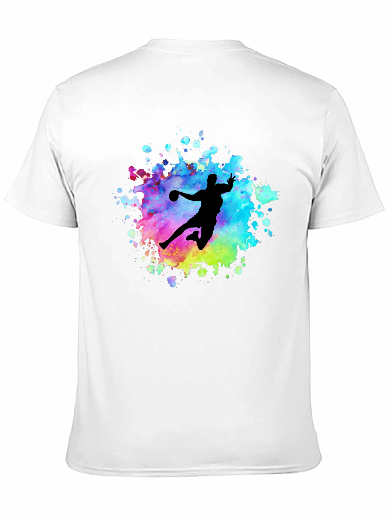 Black Watercolor Handball Player T-Shirt - Black view 11