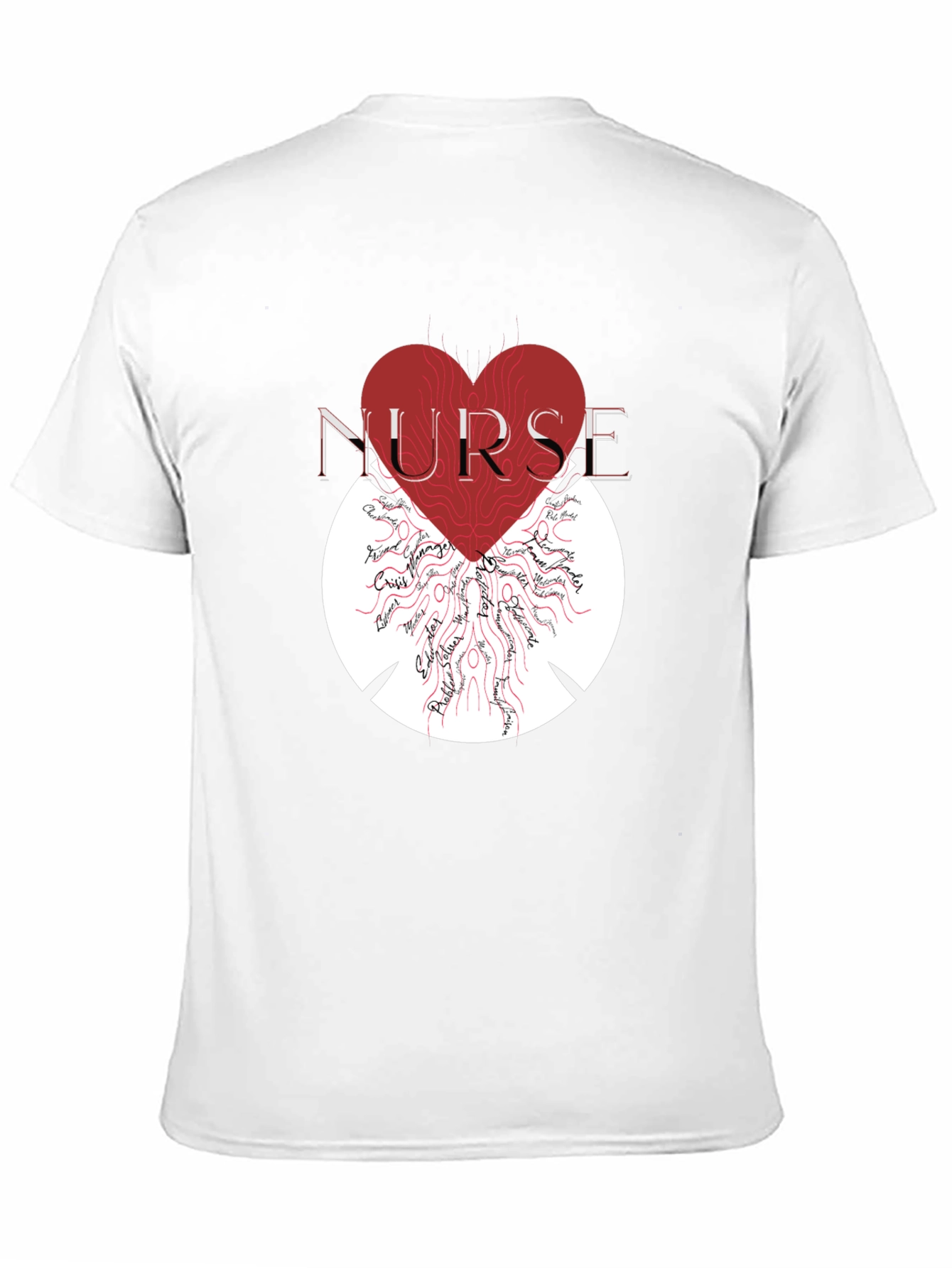 Black Nurse Heart Graphic T-Shirt - Unisex view 11