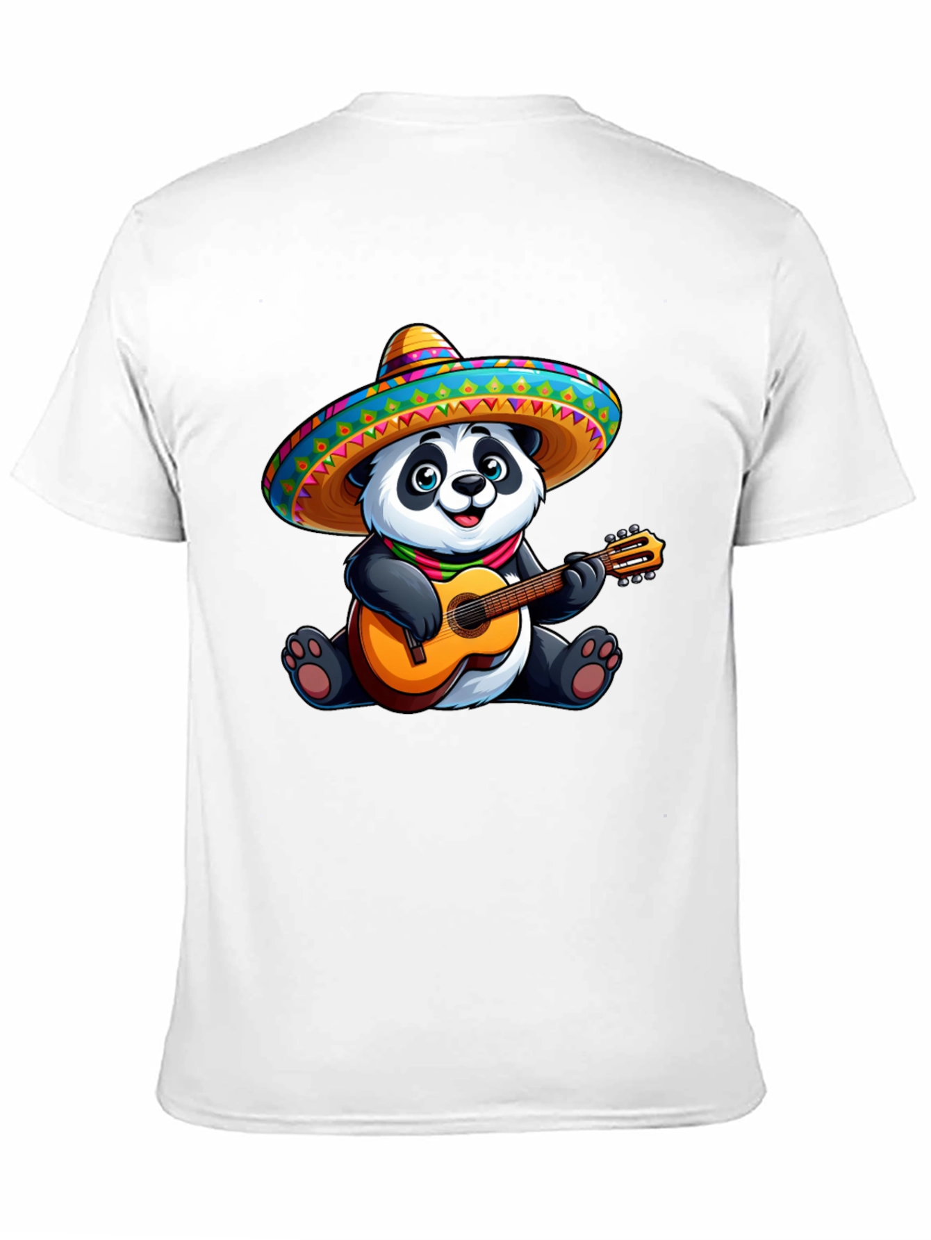 Black Panda Guitarist Graphic Tee - Black Cotton T-Shirt view 11