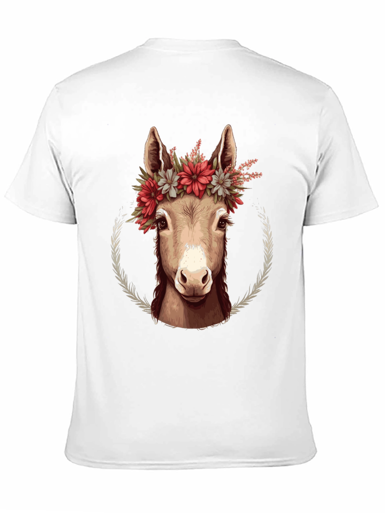 Black Donkey Floral Wreath Graphic Tee - Cute Animal Lover Shirt view 11