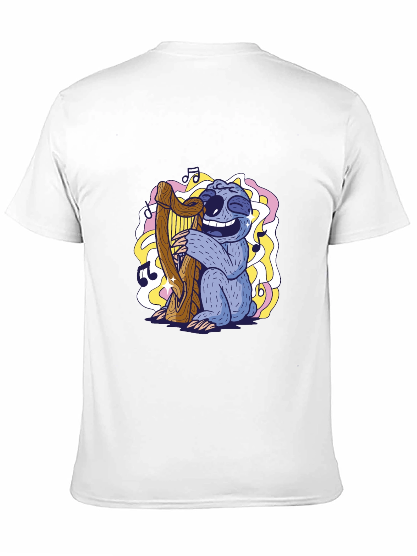 Black Sloth Harpist Graphic Tee - Fun Music Lover's Shirt view 11