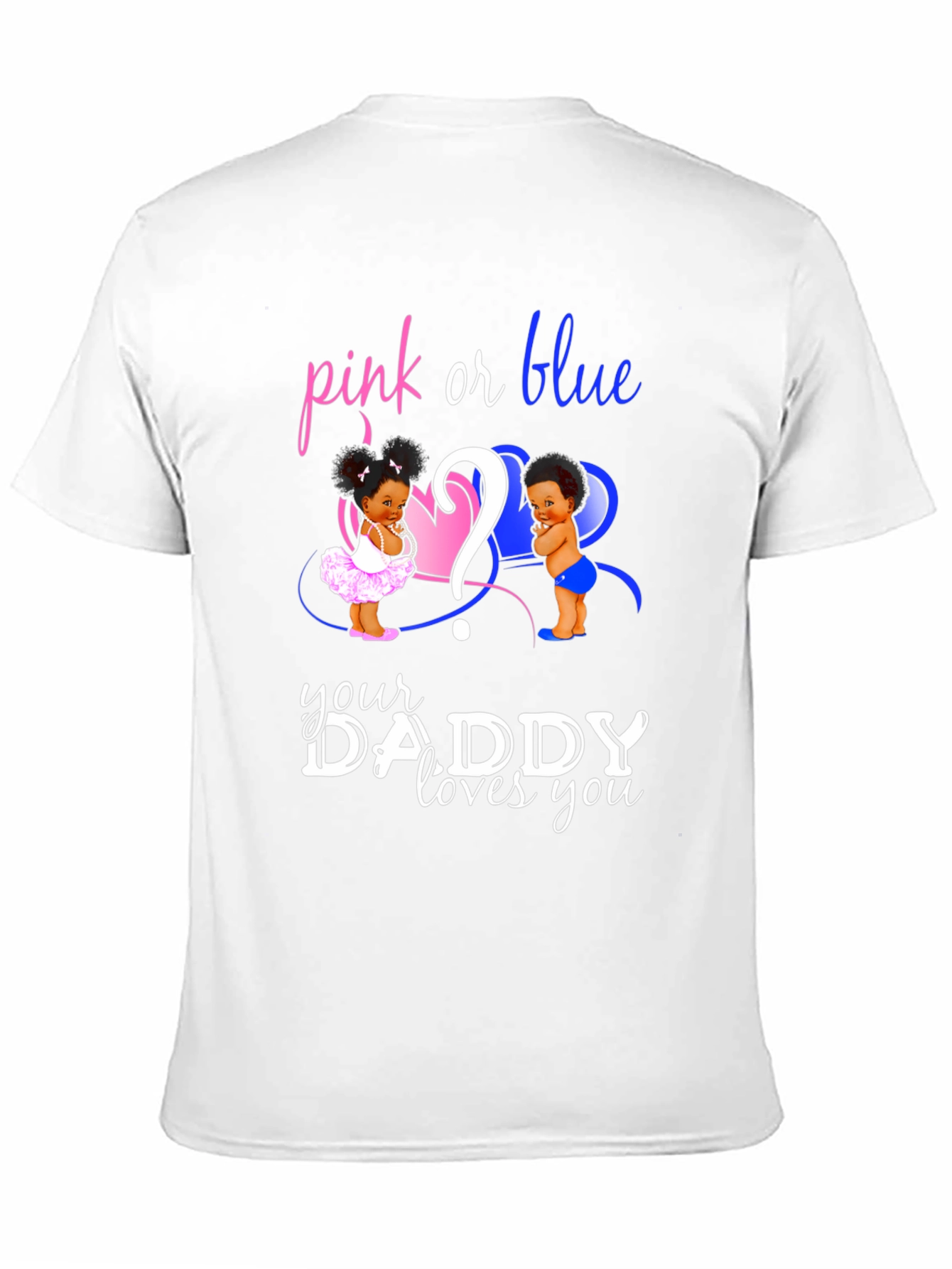 Black Pink or Blue Gender Reveal Daddy T-Shirt view 11