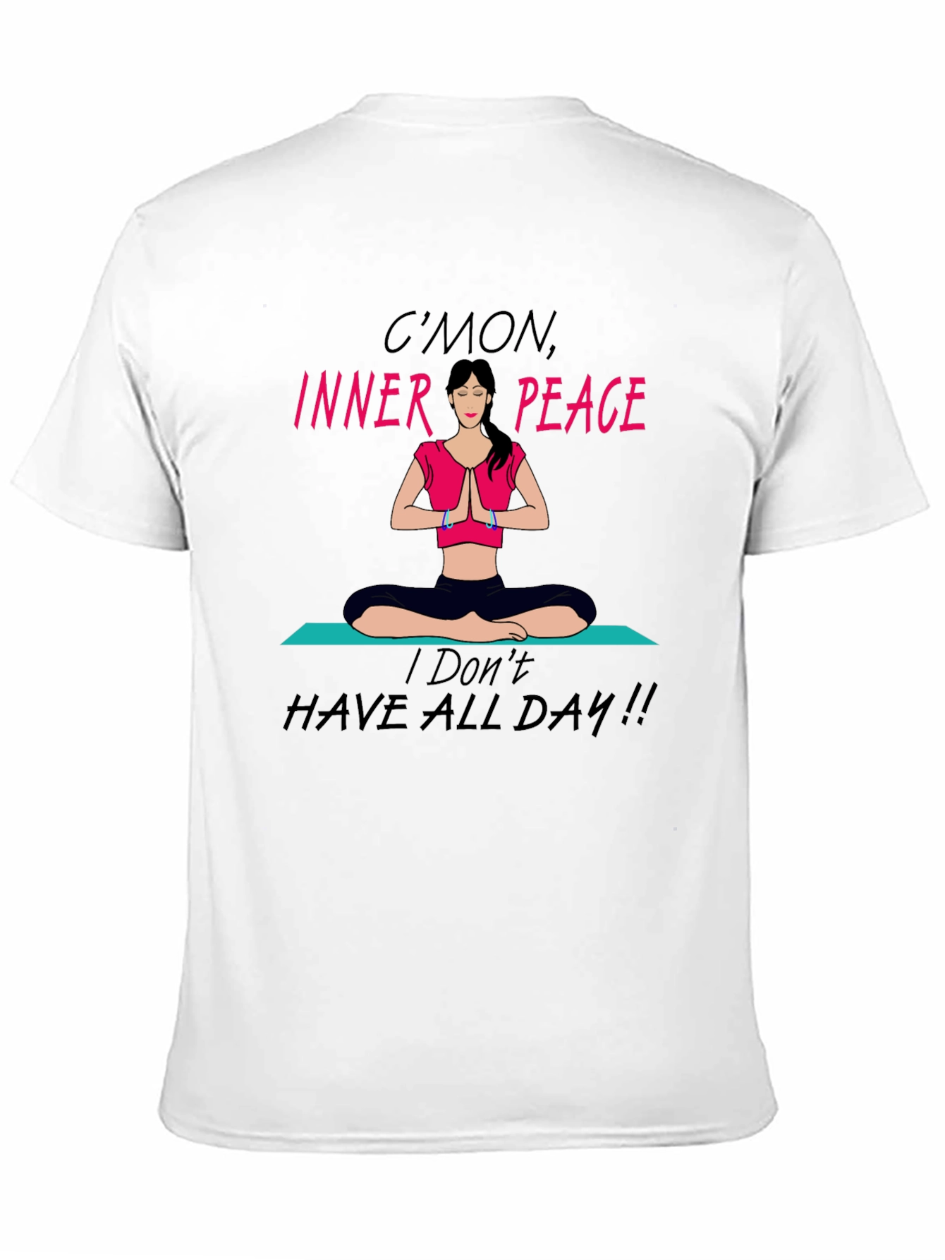 Black Funny Yoga Inner Peace Graphic T-Shirt view 11