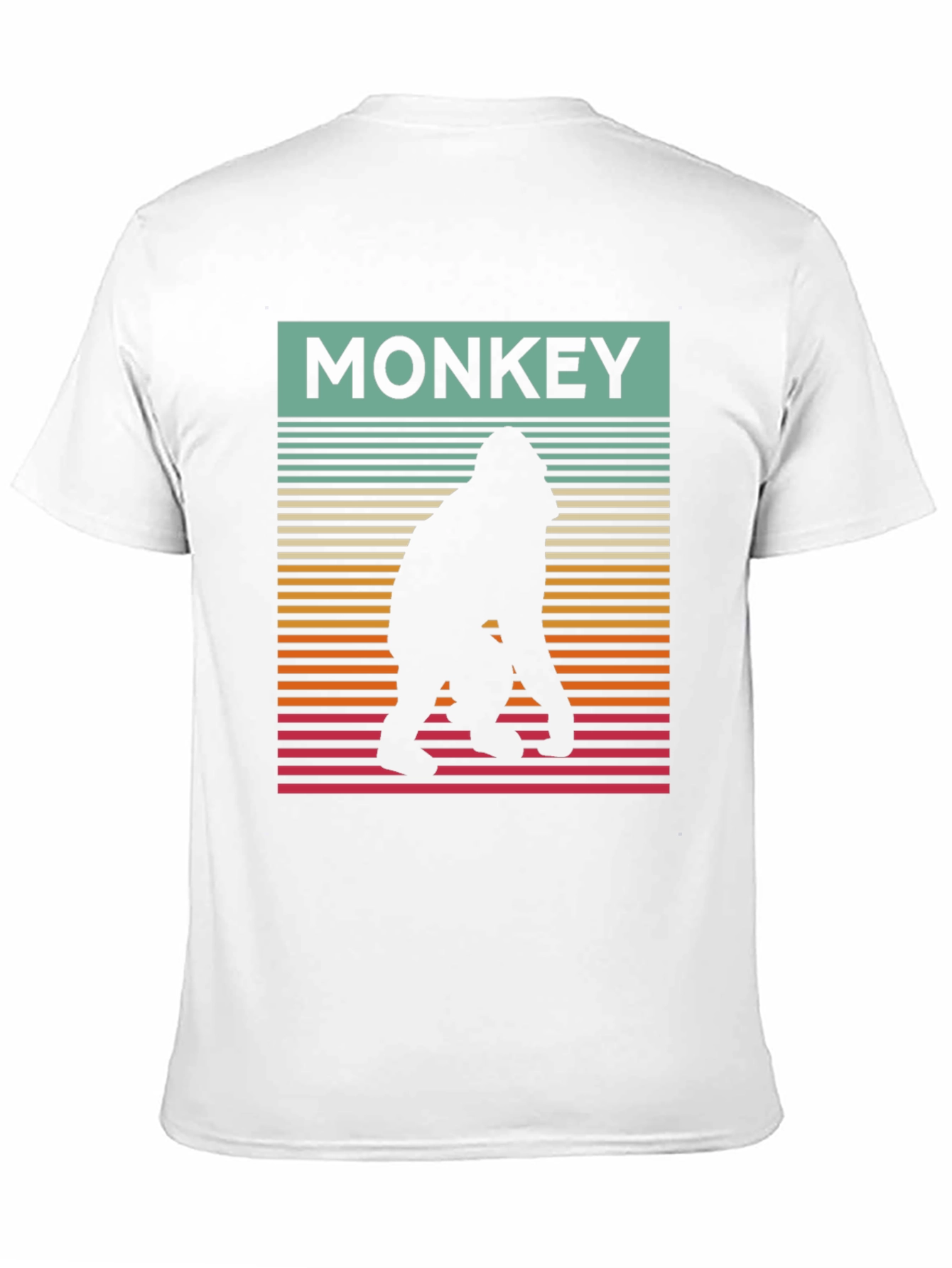 Black Retro Monkey Silhouette Graphic Tee - Cool Casual Wear view 11