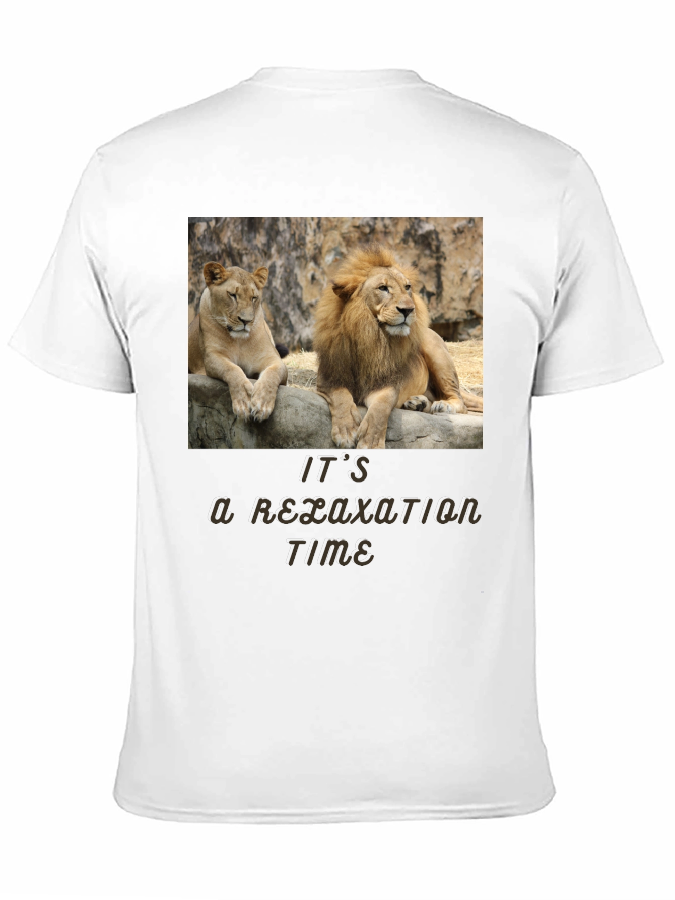 Black Relaxation Time Lion Couple Graphic T-Shirt view 11