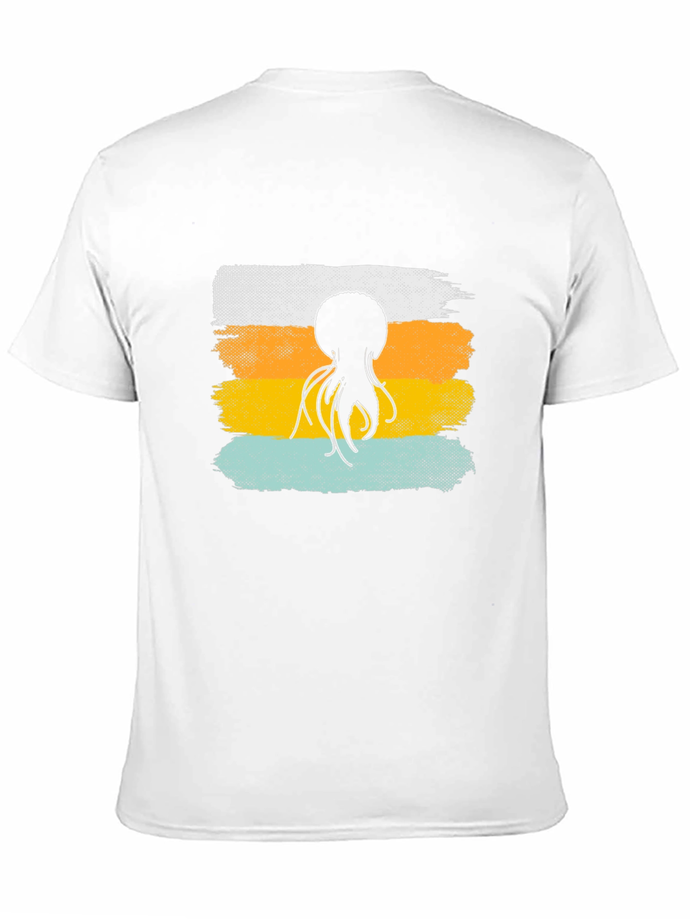 Black Octopus Retro Stripe T-Shirt, Soft Cotton Graphic Tee view 11