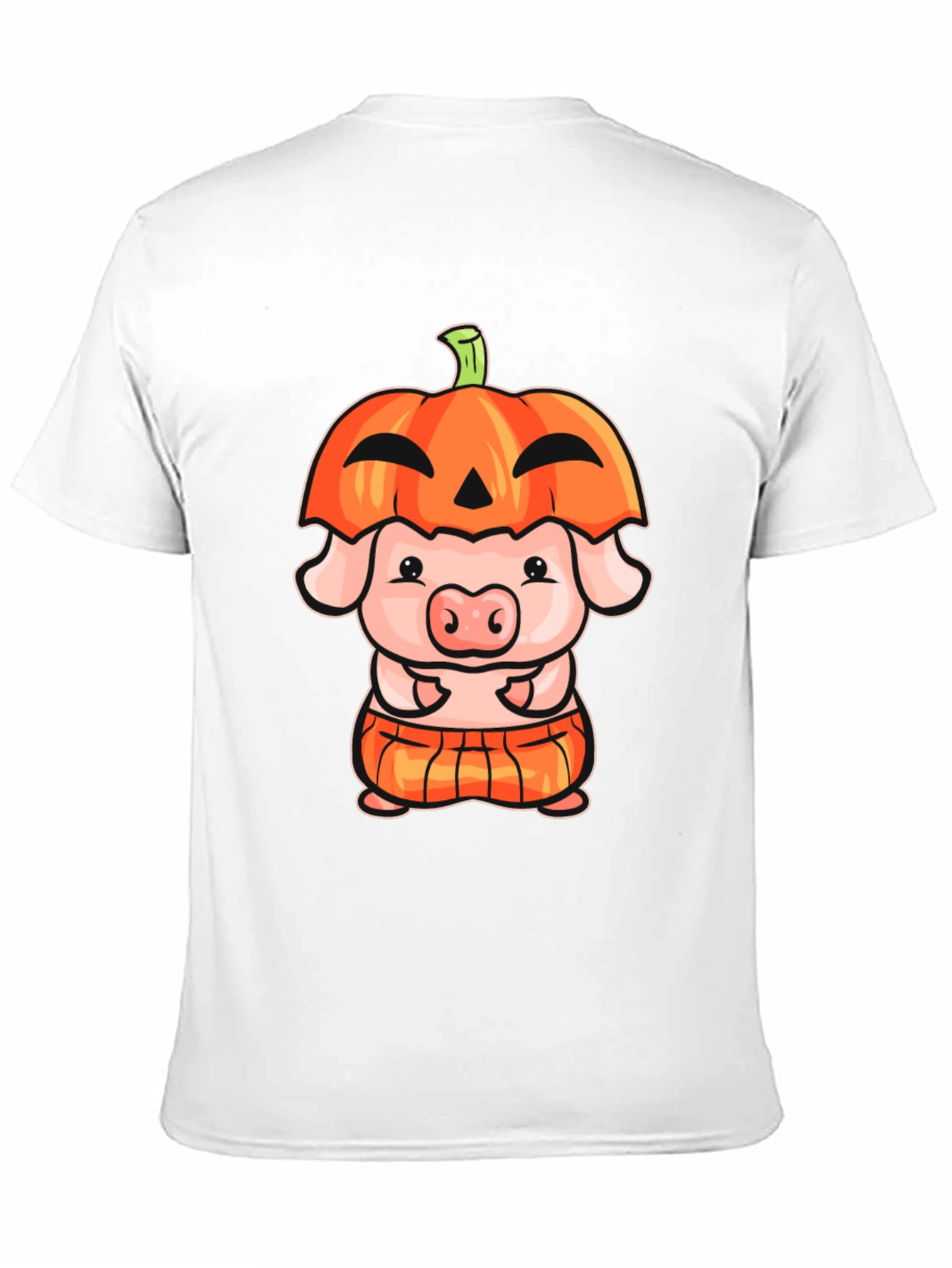 Black Cute Pig in Pumpkin Costume Graphic T-Shirt view 11