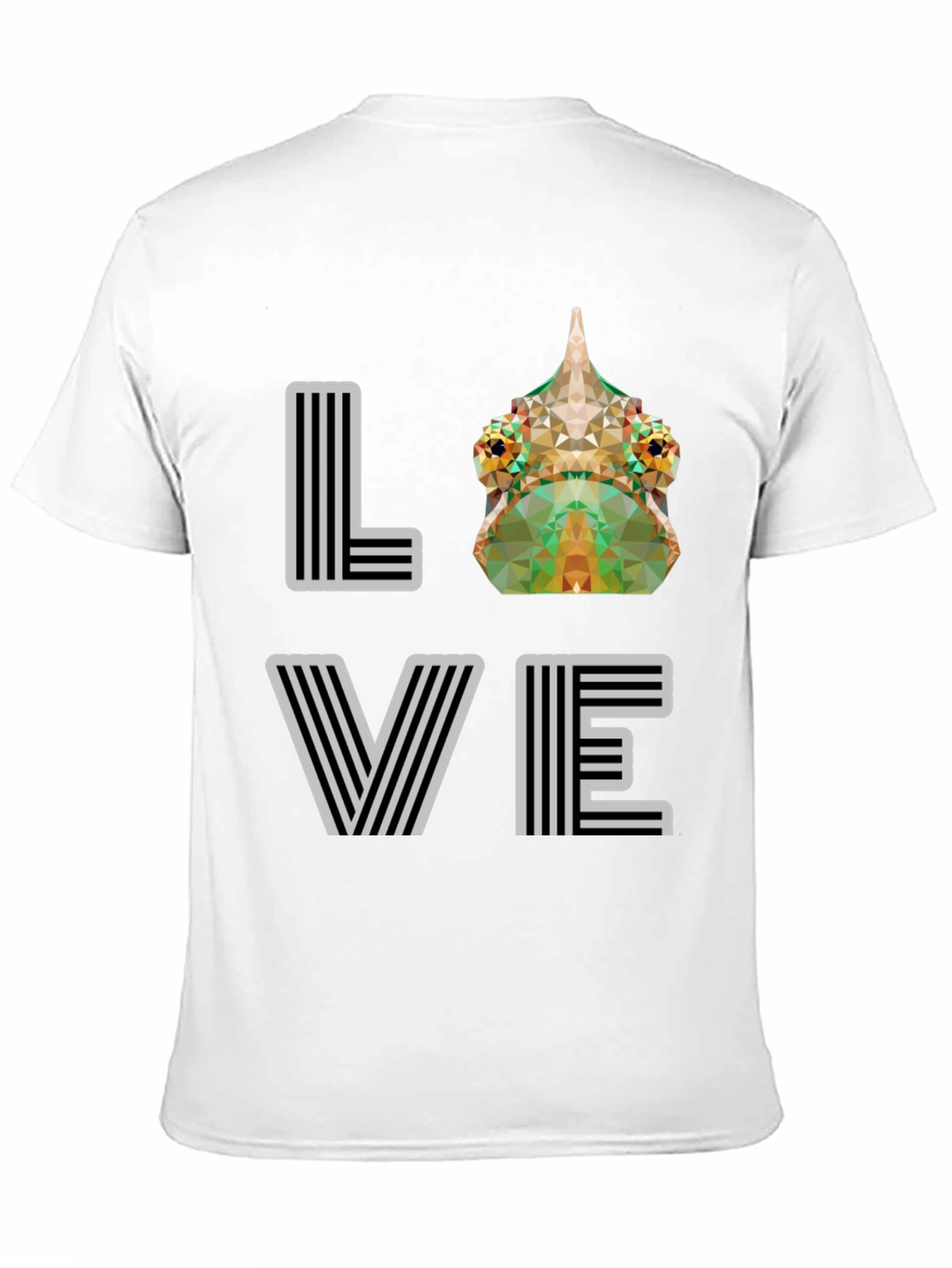 Black Geometric Chameleon 'LOVE' Graphic Tee - Modern Style view 11